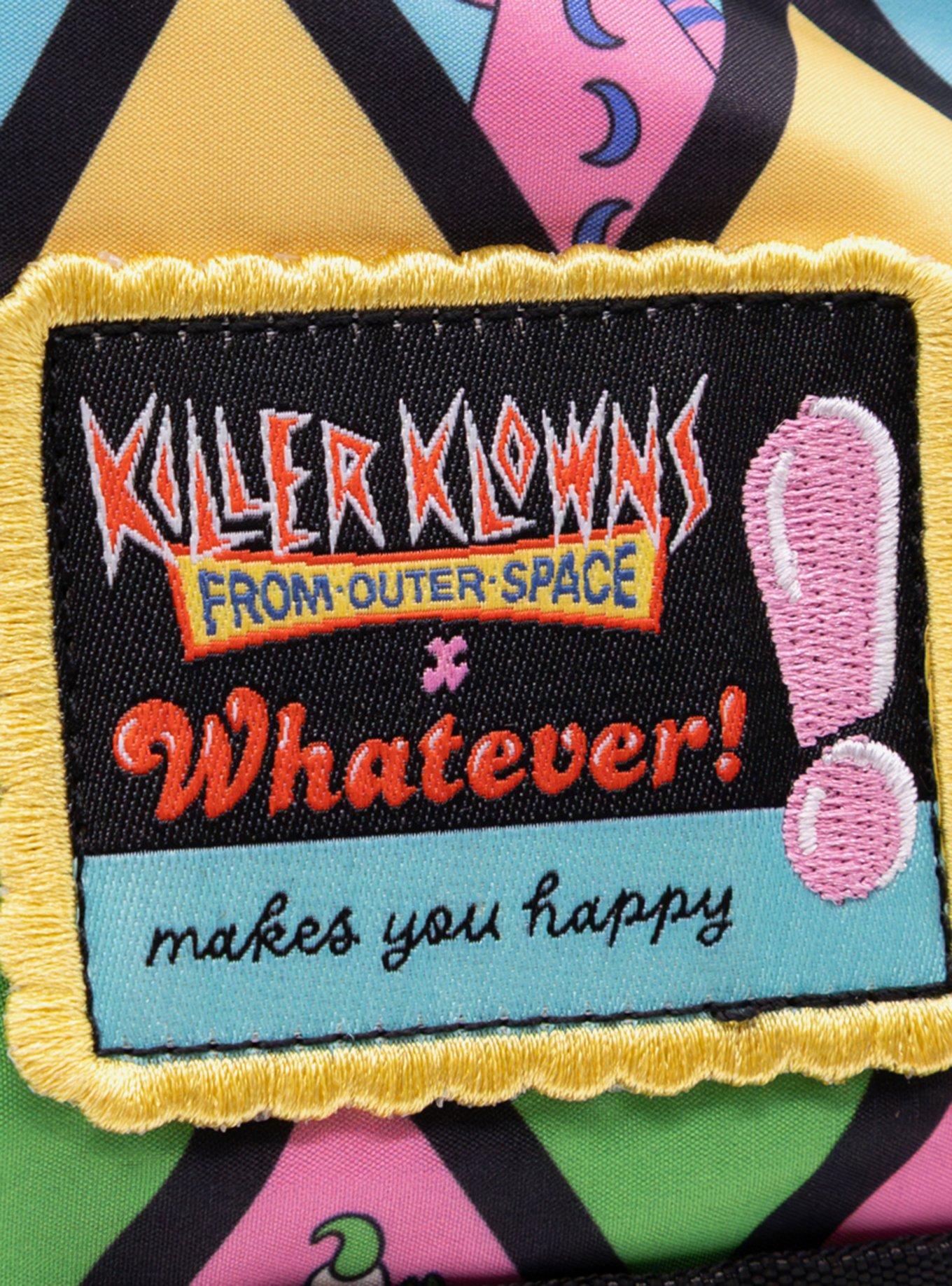 Whatever! Makes You Happy x Killer Klowns From Outer Space Color Block Reversible Backpack with Bag Charm