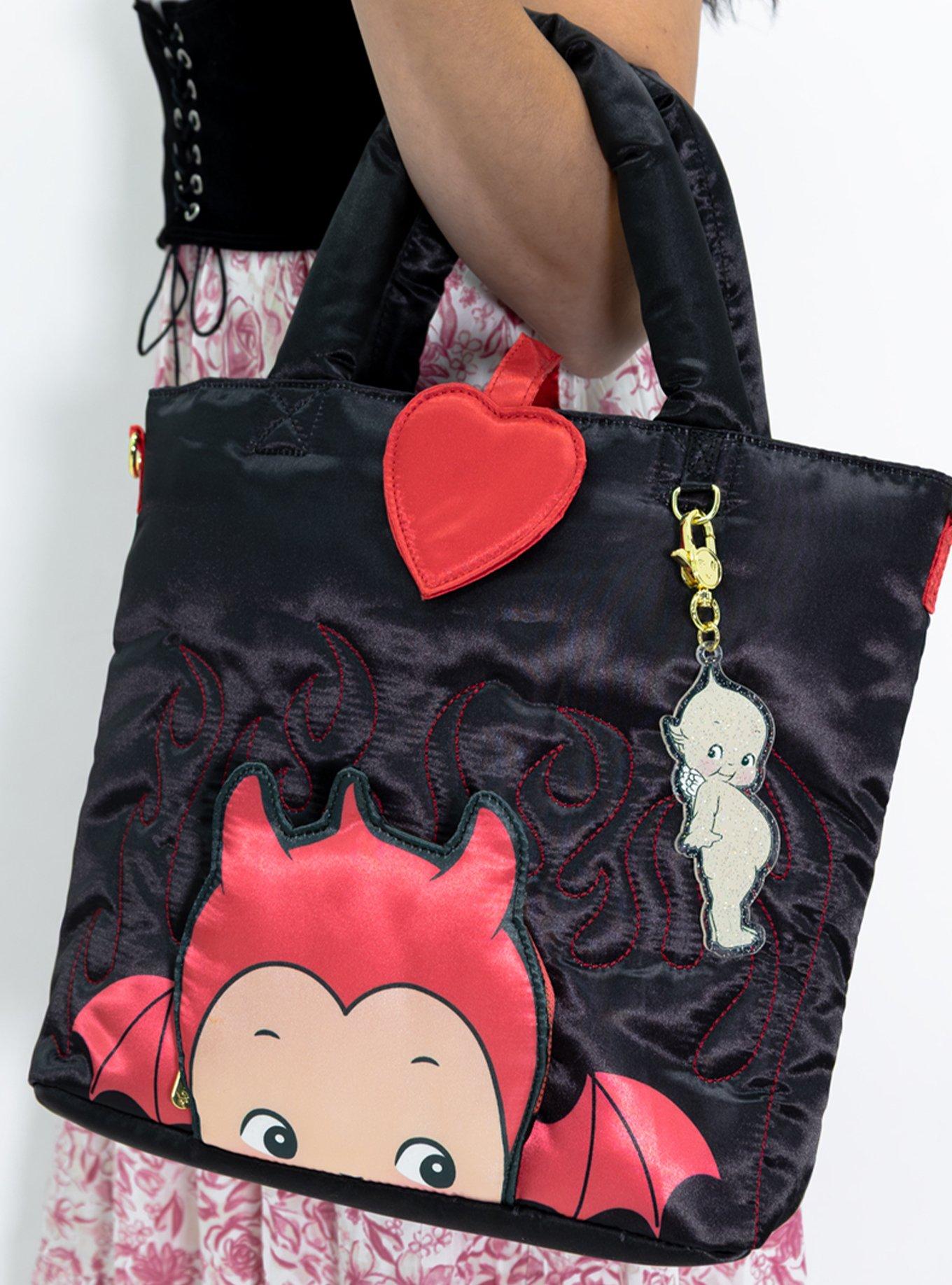 Whatever! Makes You Happy Kewpie Devil Puffy Tote Bag with Angel Charm, , alternate