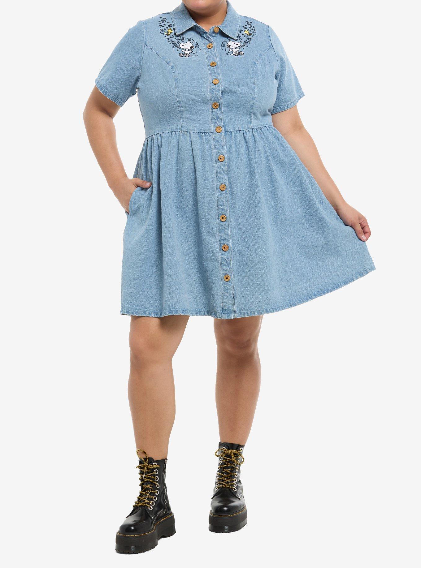 Peanuts Snoopy Denim Dress Plus Size, , hi-res