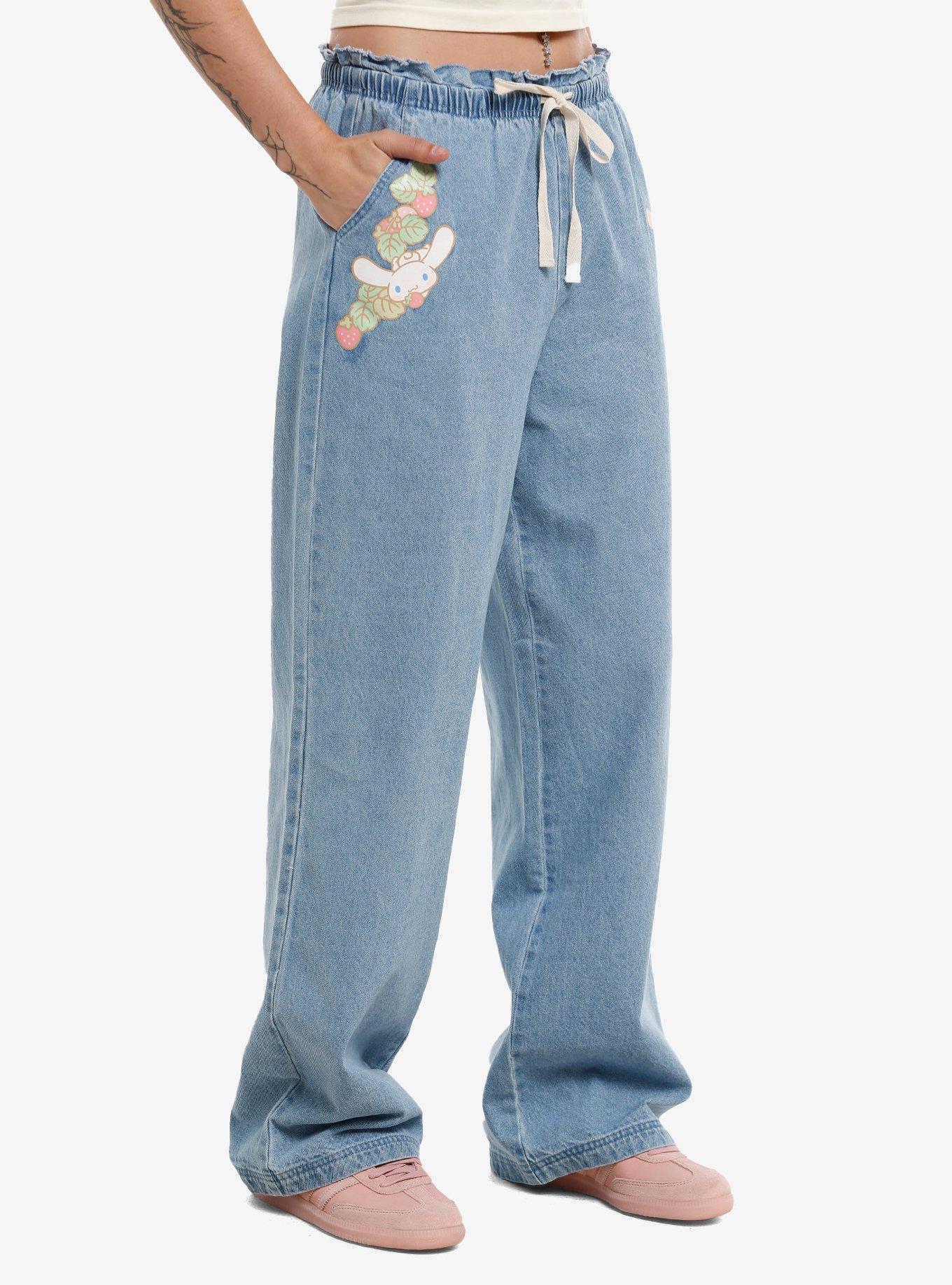 Cinnamoroll & Mocha Ruffle Denim Pants, MULTI, alternate