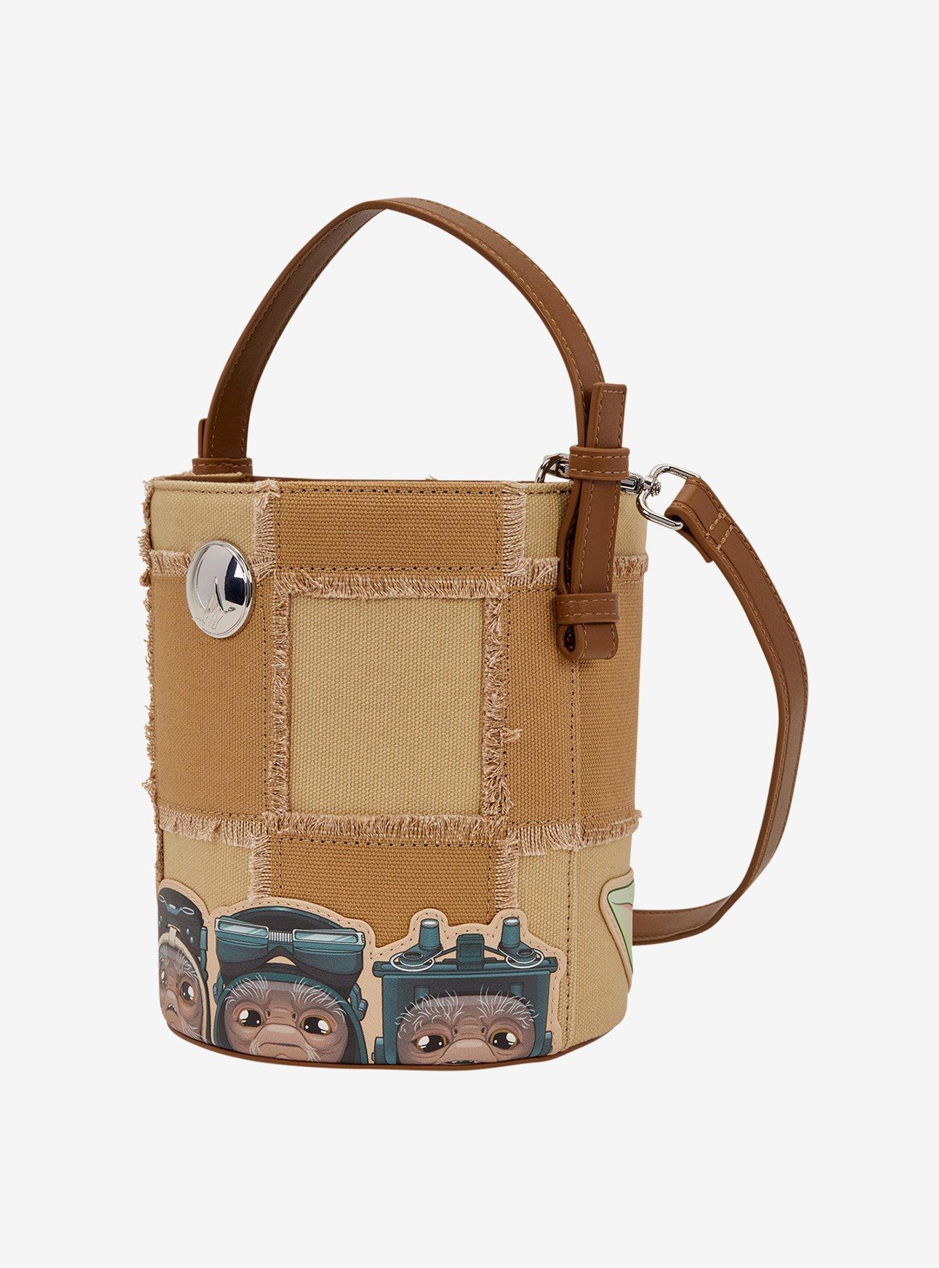 Loungefly Star Wars The Mandalorian Grogu & Anzellans Canvas Crossbody Bucket Bag with Coin Purse, , hi-res