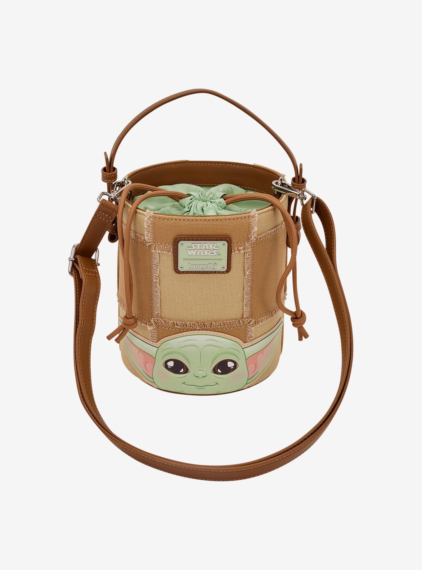 Loungefly Star Wars The Mandalorian Grogu & Anzellans Canvas Crossbody Bucket Bag with Coin Purse, , alternate