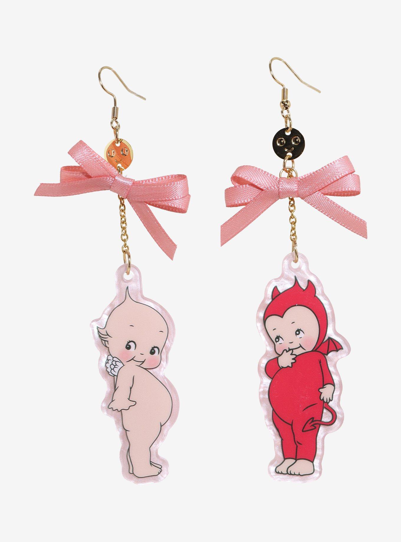 Whatever! Makes You Happy Kewpie Angel & Devil Mismatch Drop Earrings, , hi-res