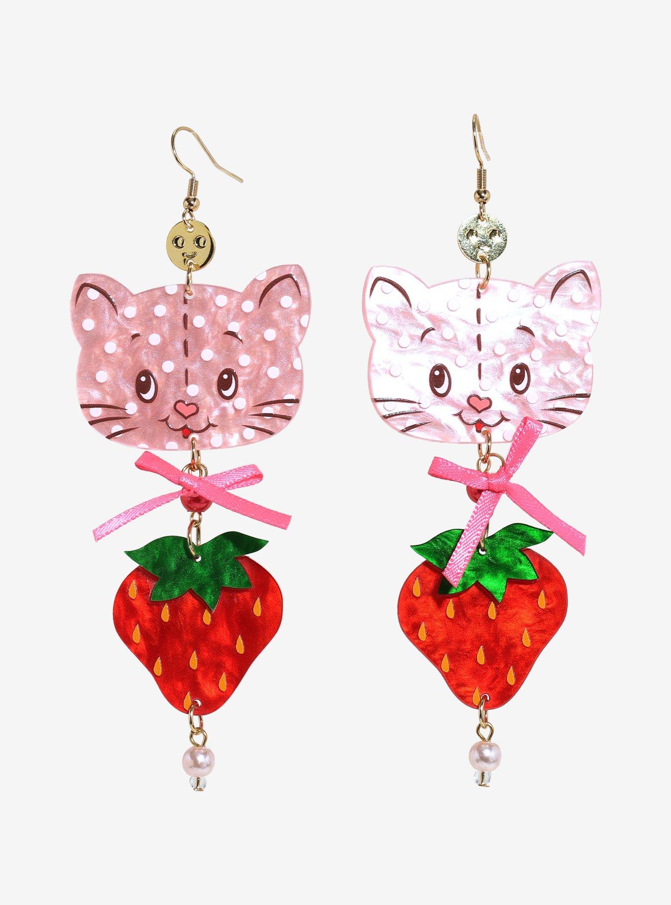 Whatever! Makes You Happy Strawberry Shortcake Custard Earrings, , hi-res