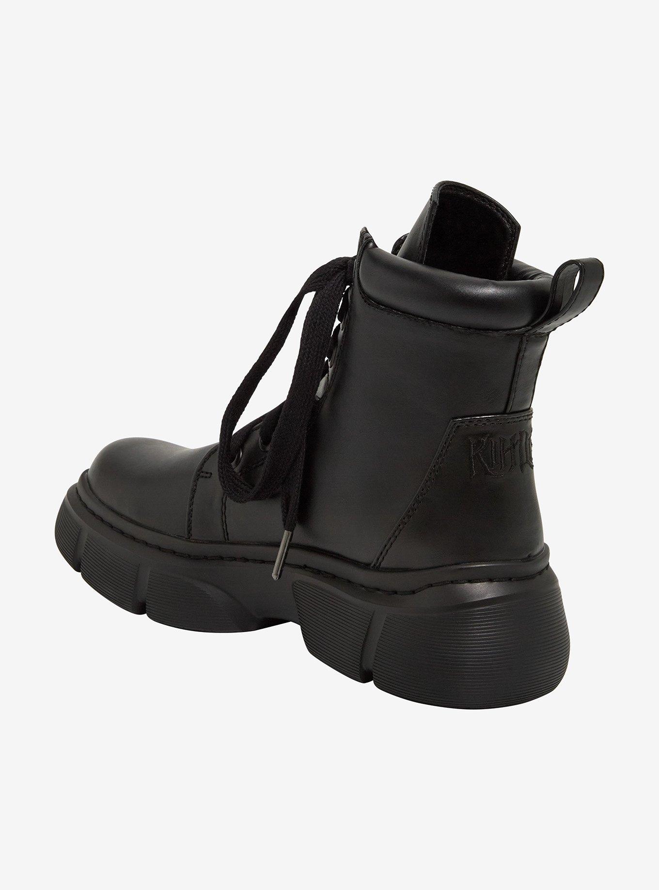 KIHILIST Black Discordant Combat Boots, BLACK, alternate