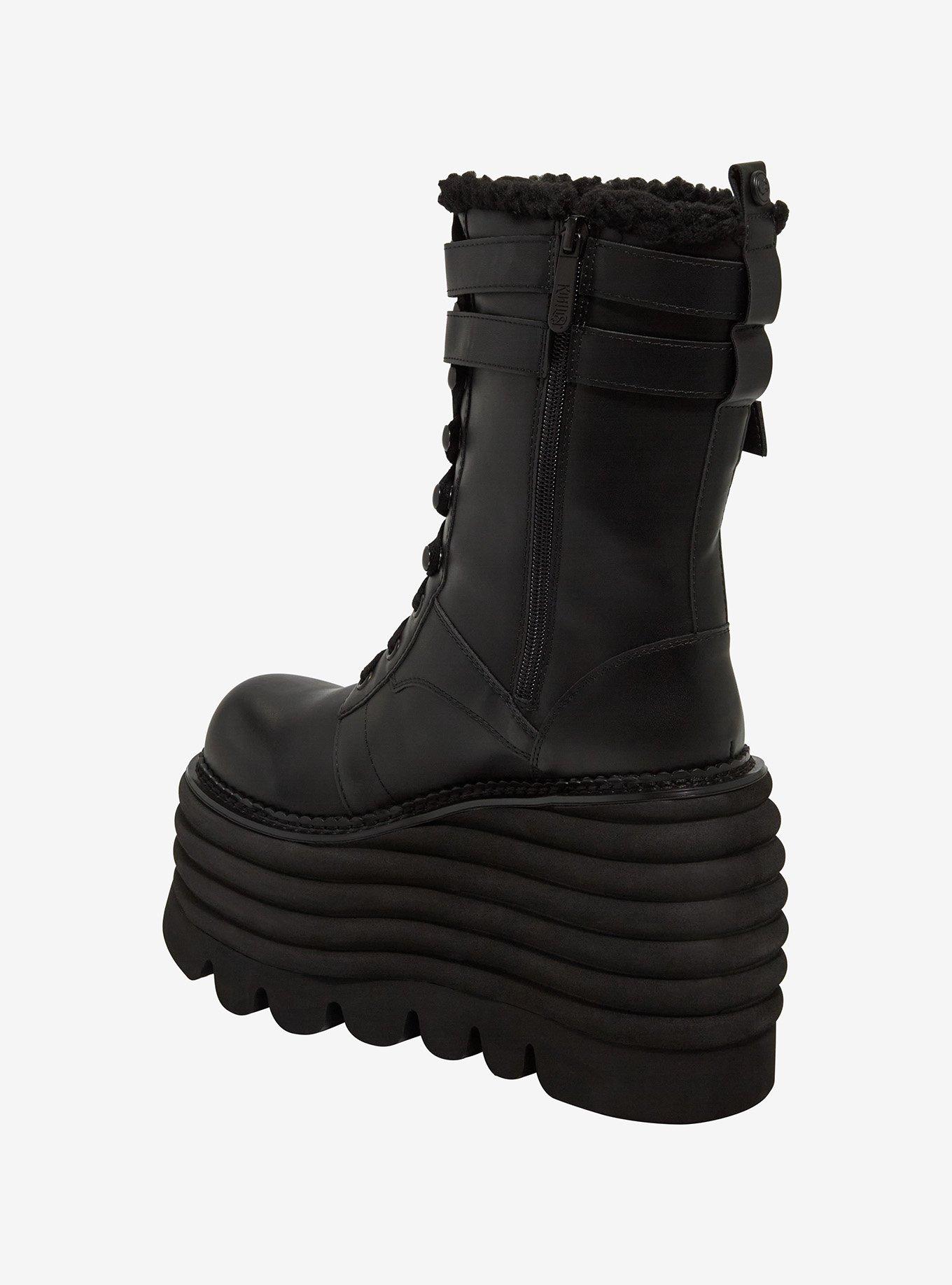 KIHILIST Black Endless Hours Platform Boots, BLACK, alternate