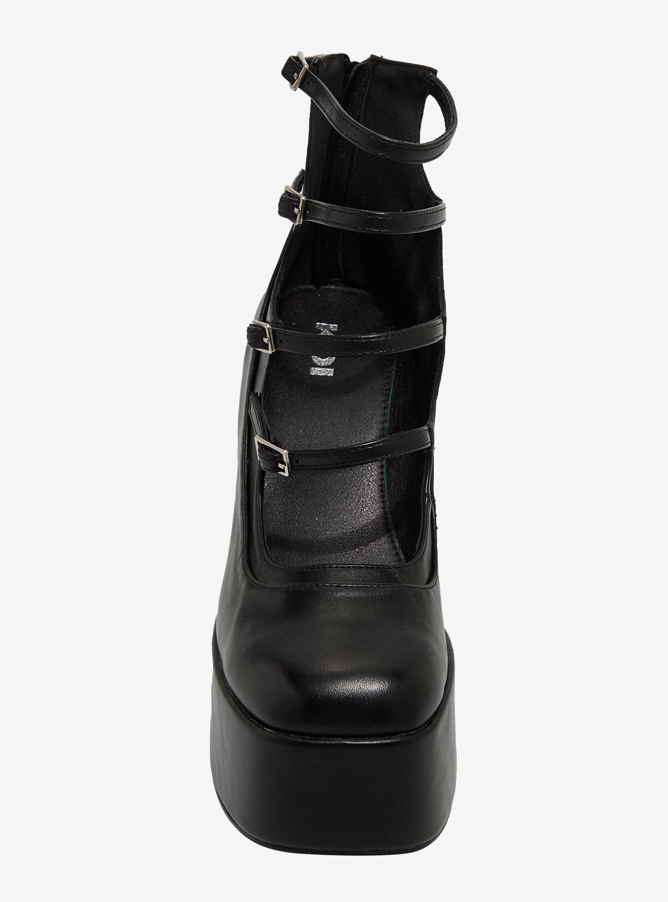 Koi Black Strappy Platform Heels, BLACK, alternate