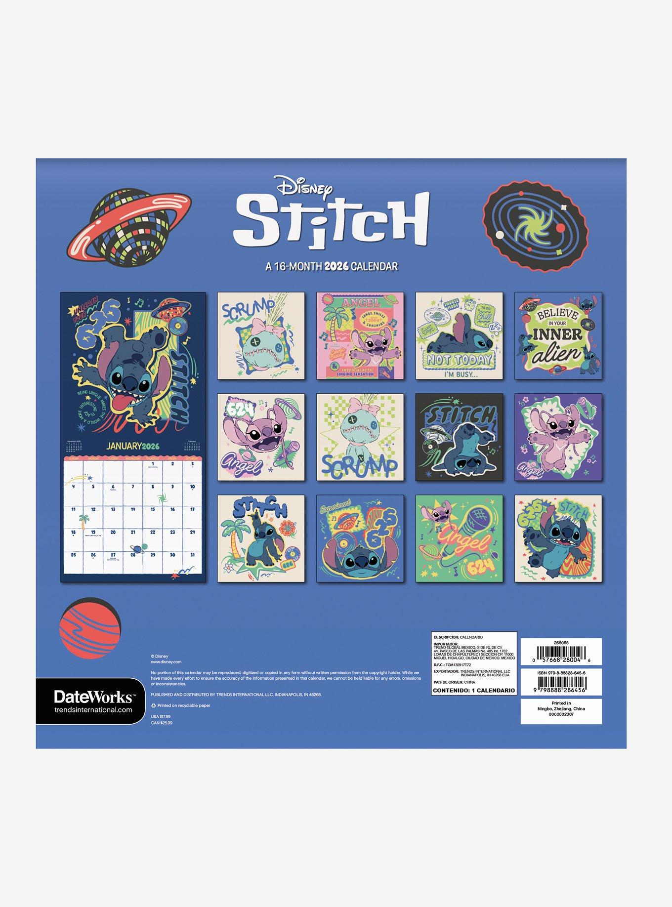 Disney Stitch September 2025 - December 2026 Calendar, , alternate