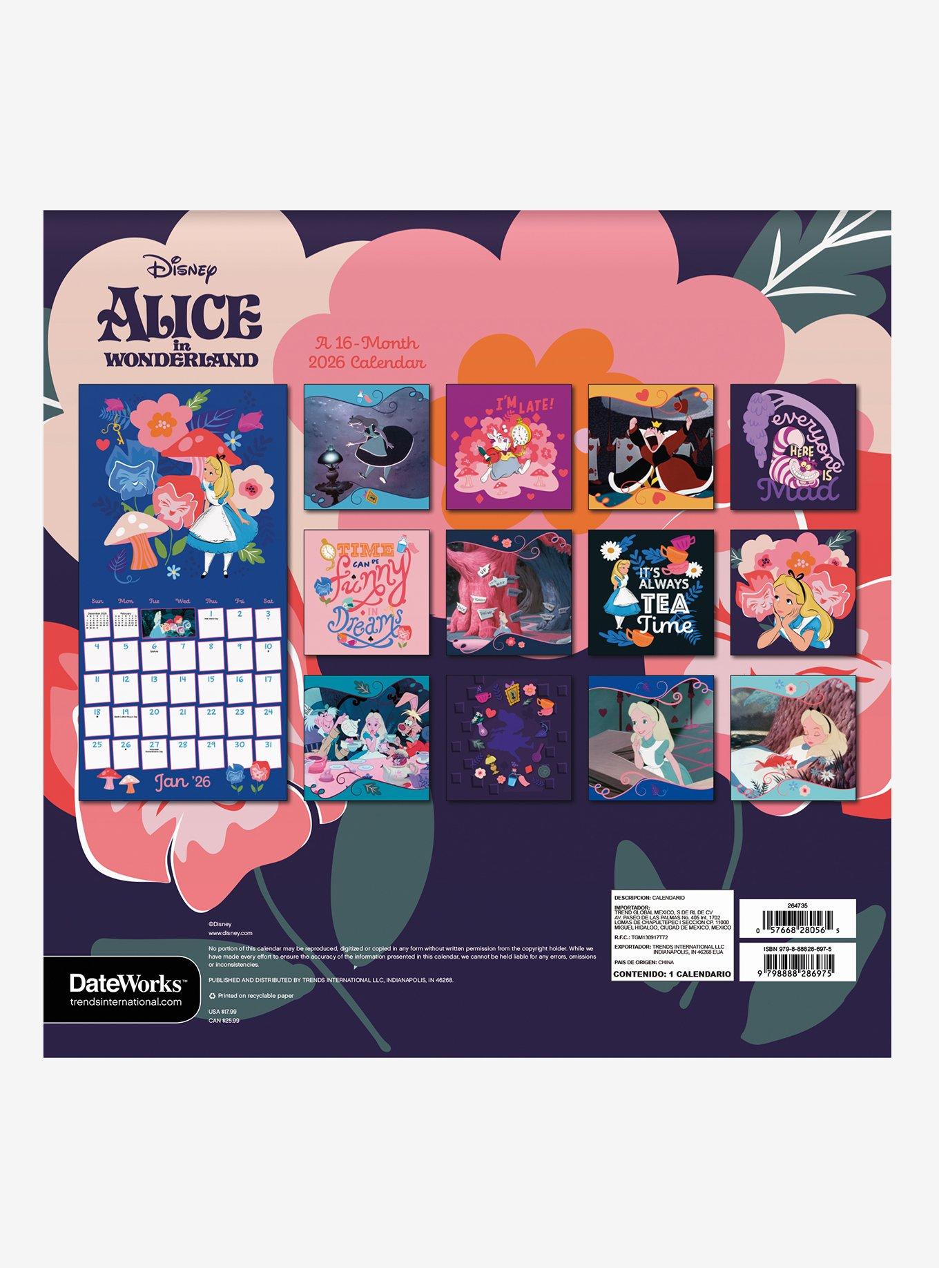 Disney Alice In Wonderland September 2025 - December 2026 Calendar, , alternate