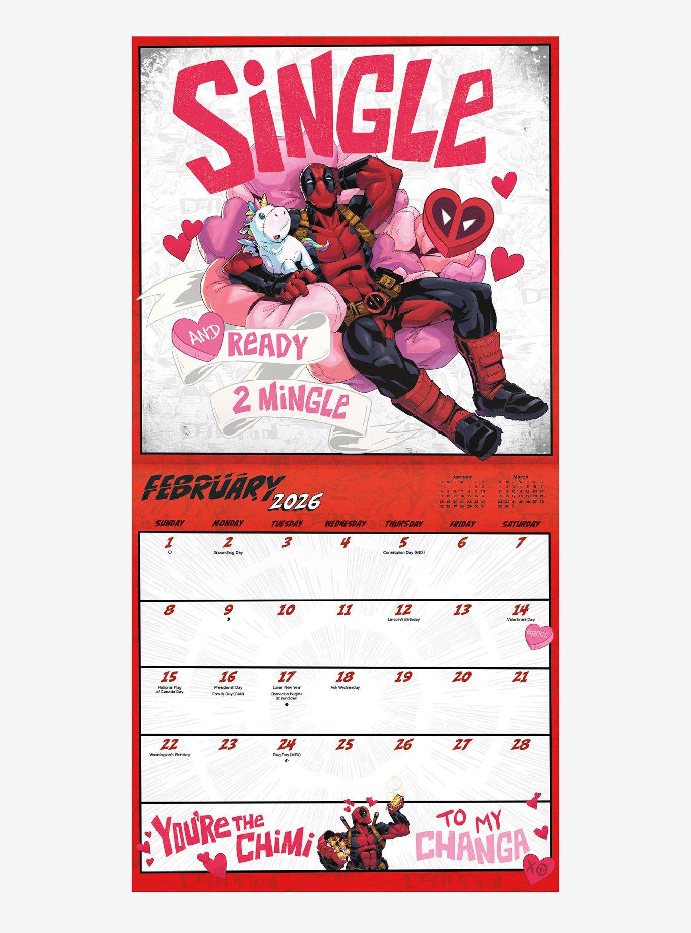 Marvel Deadpool September 2025 - December 2026 Calendar, , alternate