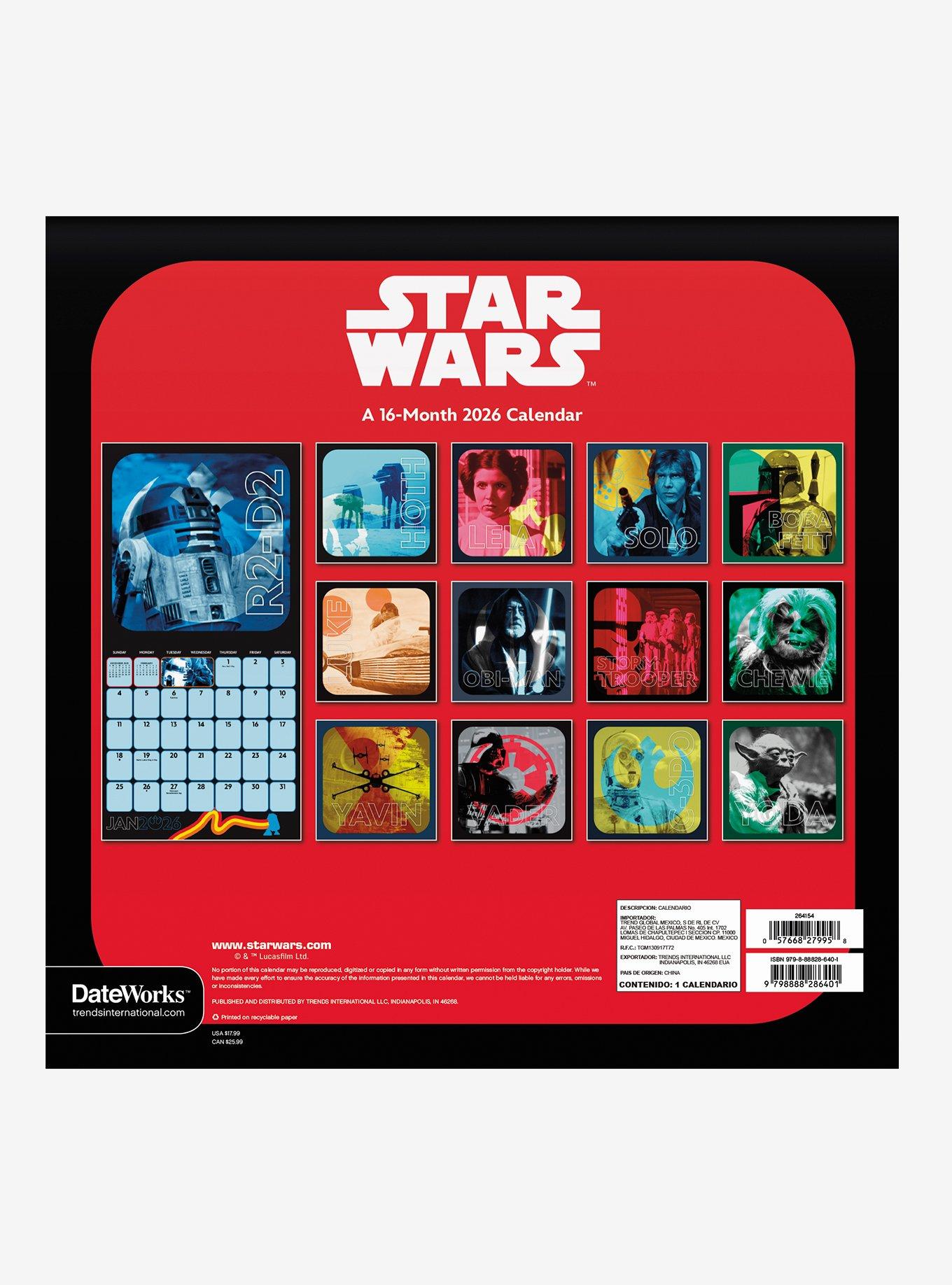 Star Wars September 2025 - December 2026 Calendar, , alternate