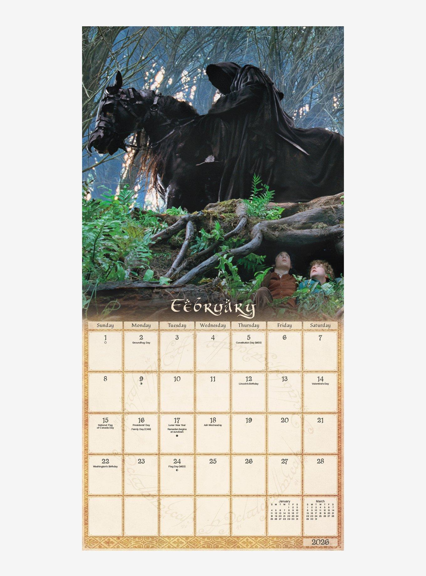 The Lord Of The Rings September 2025 - December 2026 Calendar, , alternate