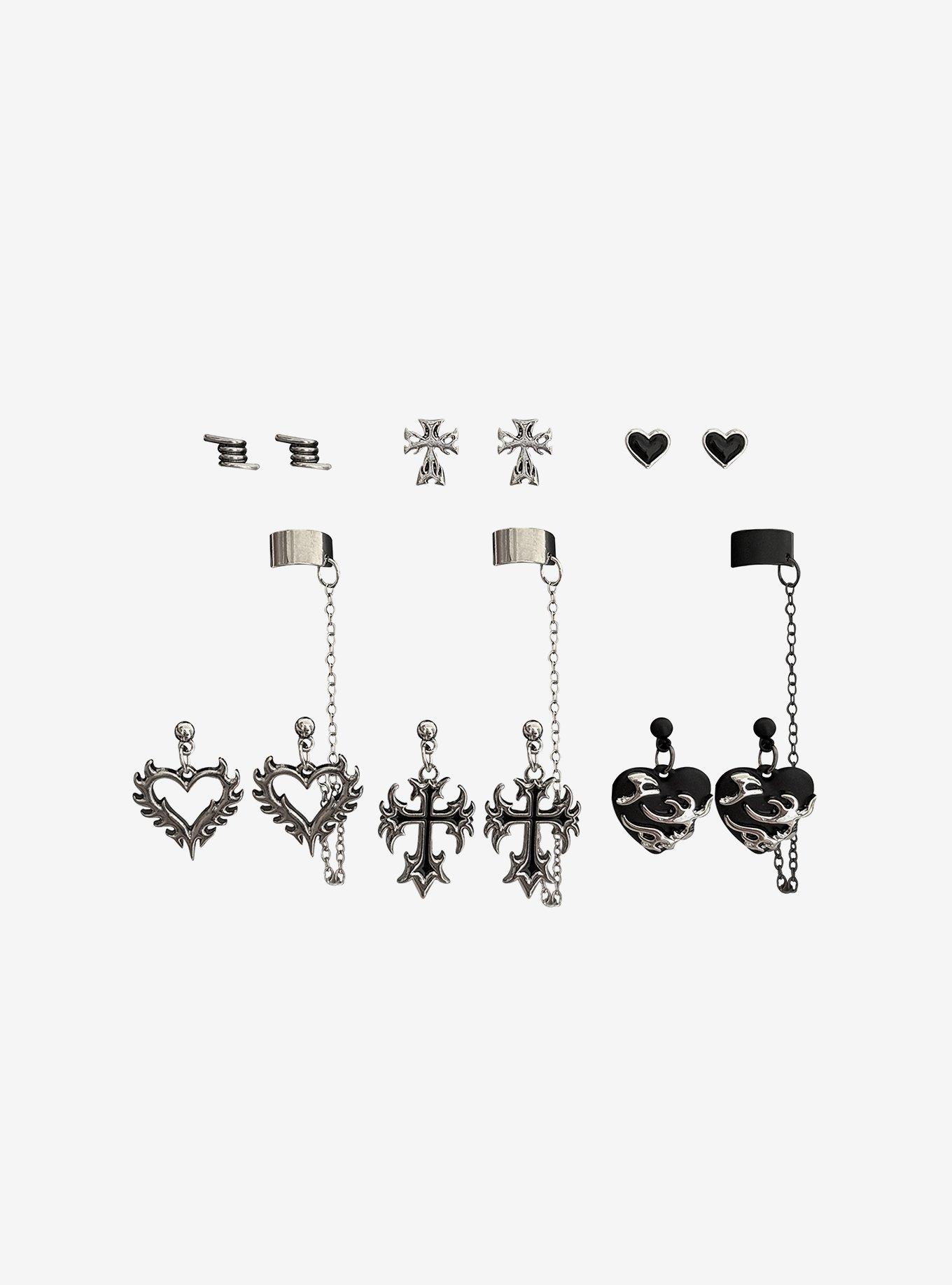 Social Collision Cyber Heart Cuff & Stud Earring Set, , hi-res