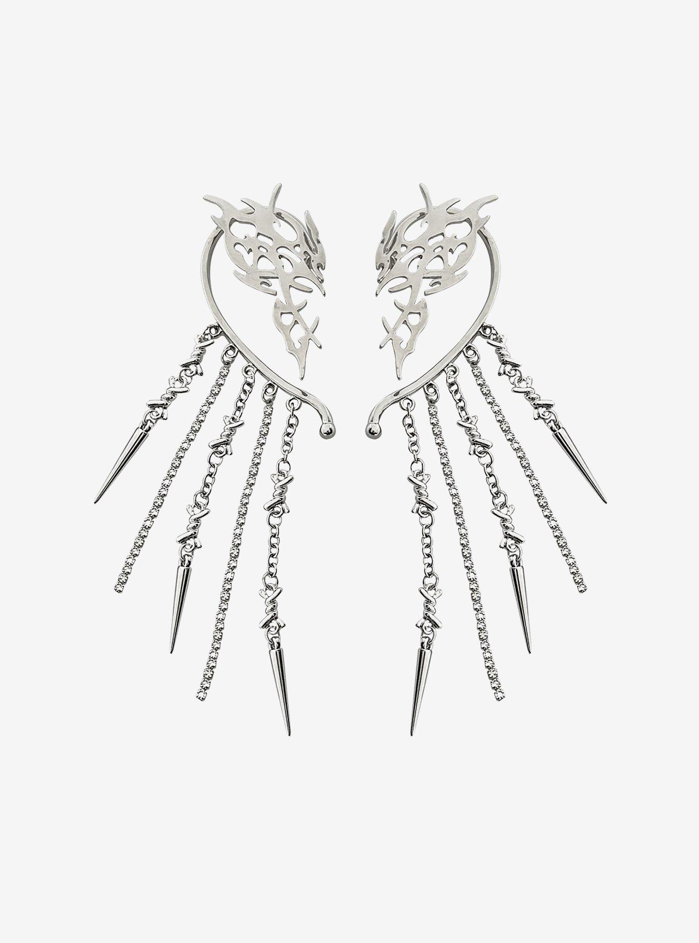 Cyber Wing Spiked Ear Cuff Set, , hi-res
