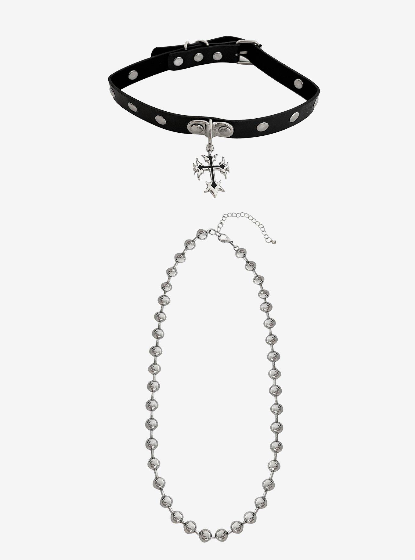 Cross Ball Chain Choker Set, , hi-res