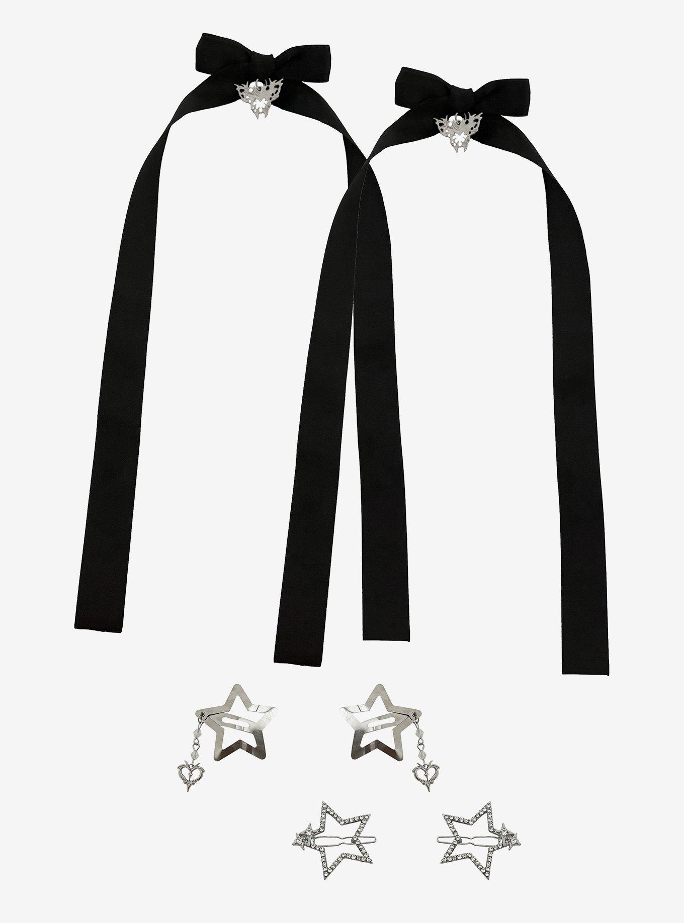 Cyber Star Black Bow Hair Clip Set, , hi-res