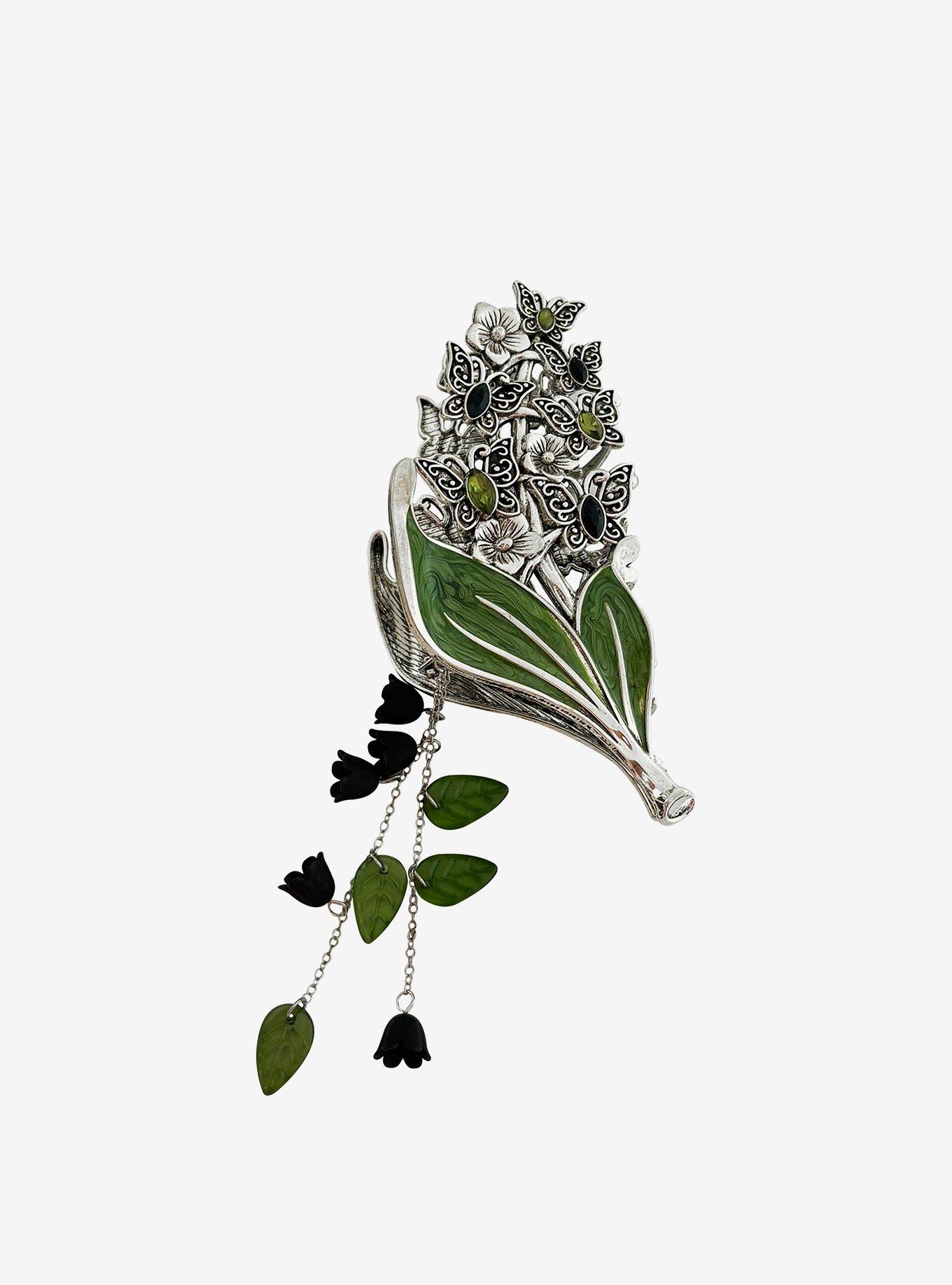 Thorn & Fable Grunge Floral Butterfly Claw Hair Clip, , hi-res