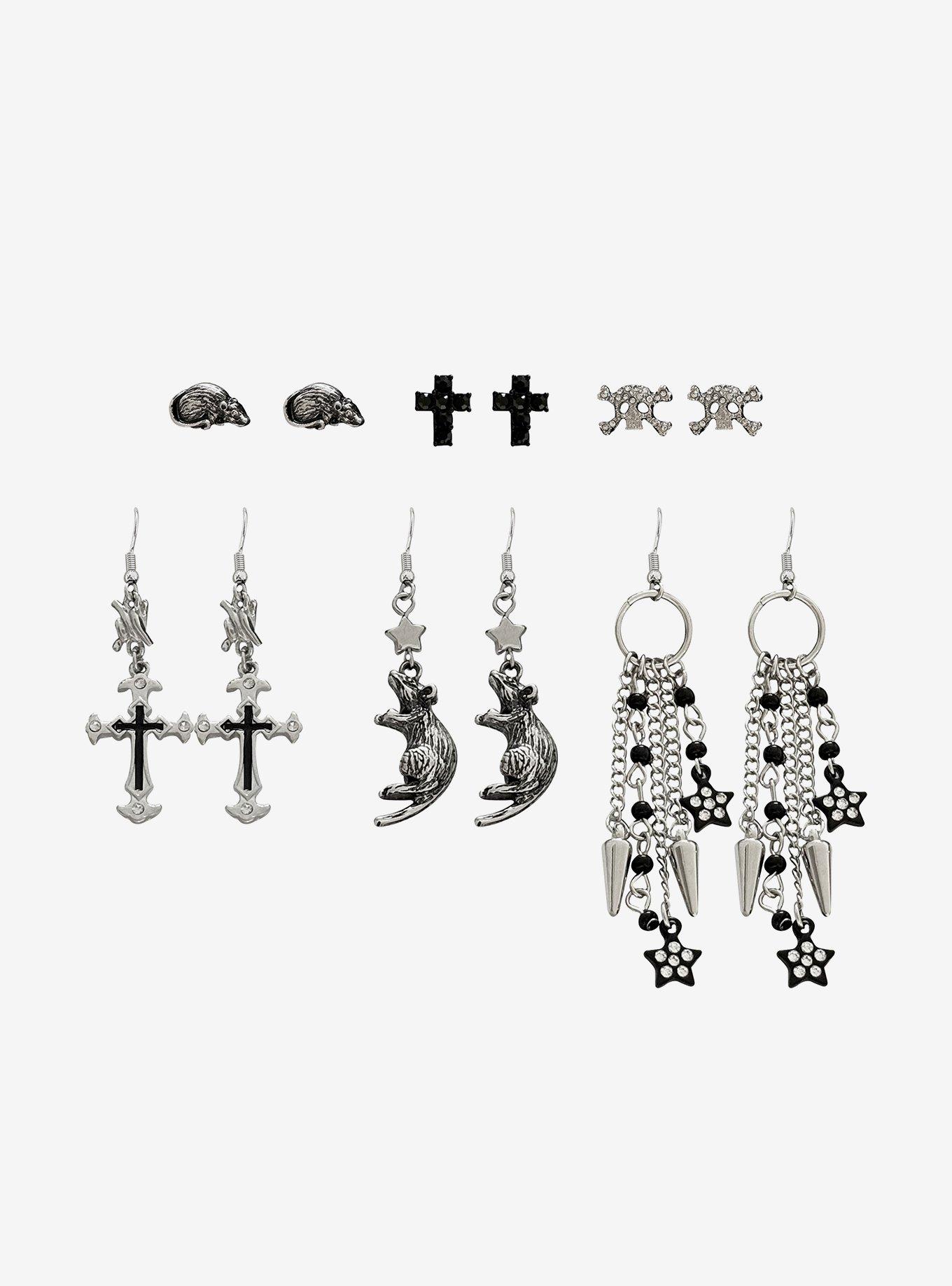 Rat & Cross Earring Set, , hi-res