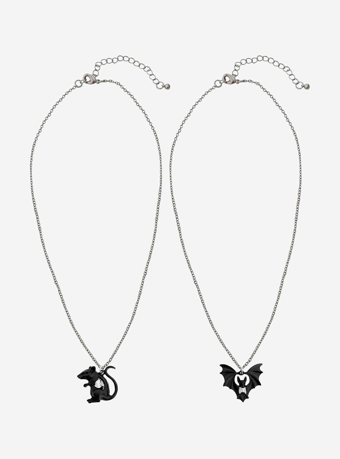 Rat & Bat Skeleton Best Friend Necklace Set, , hi-res