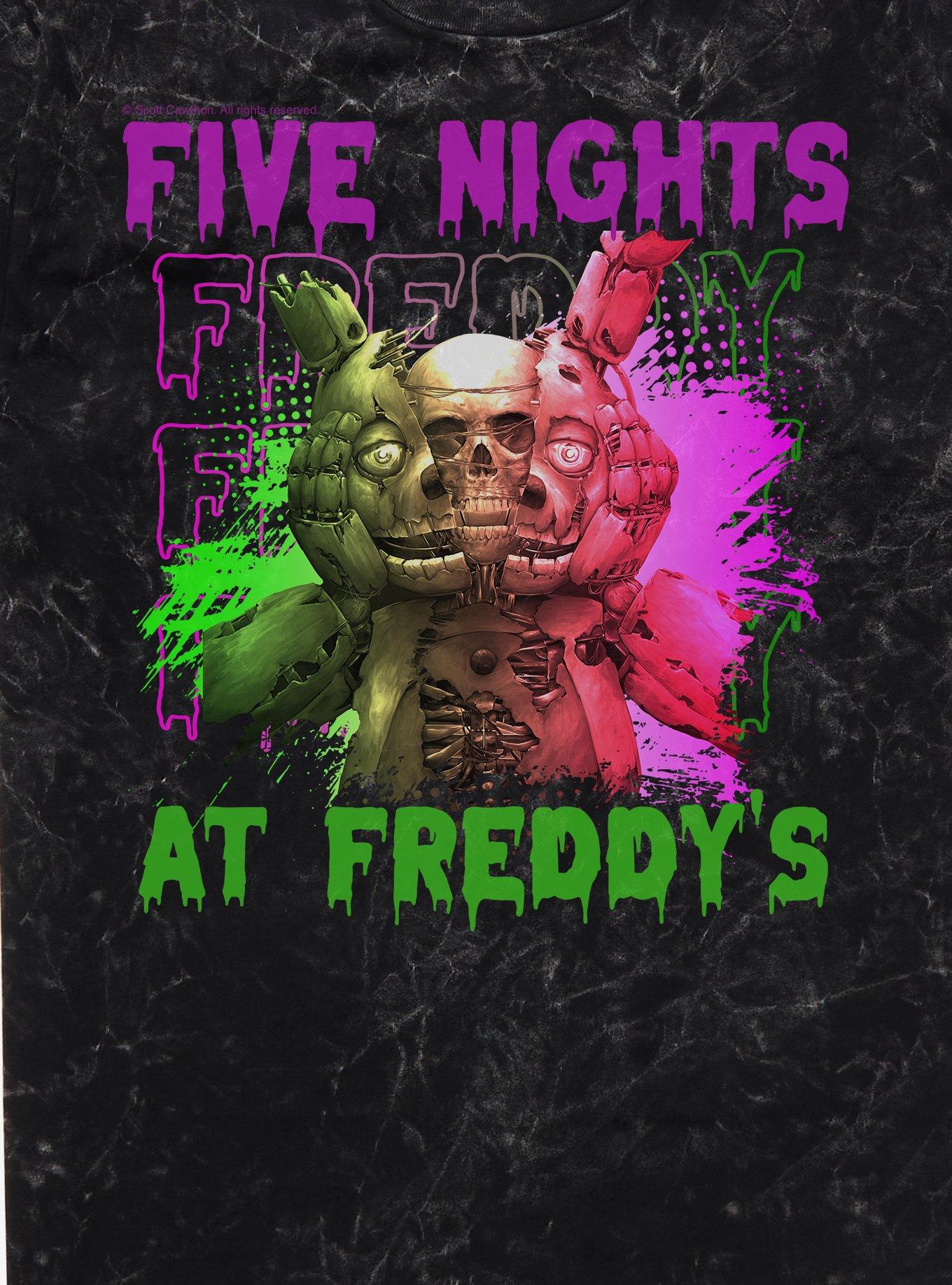 Five Nights At Freddy's Split Robotic Mineral Wash T-Shirt, , hi-res