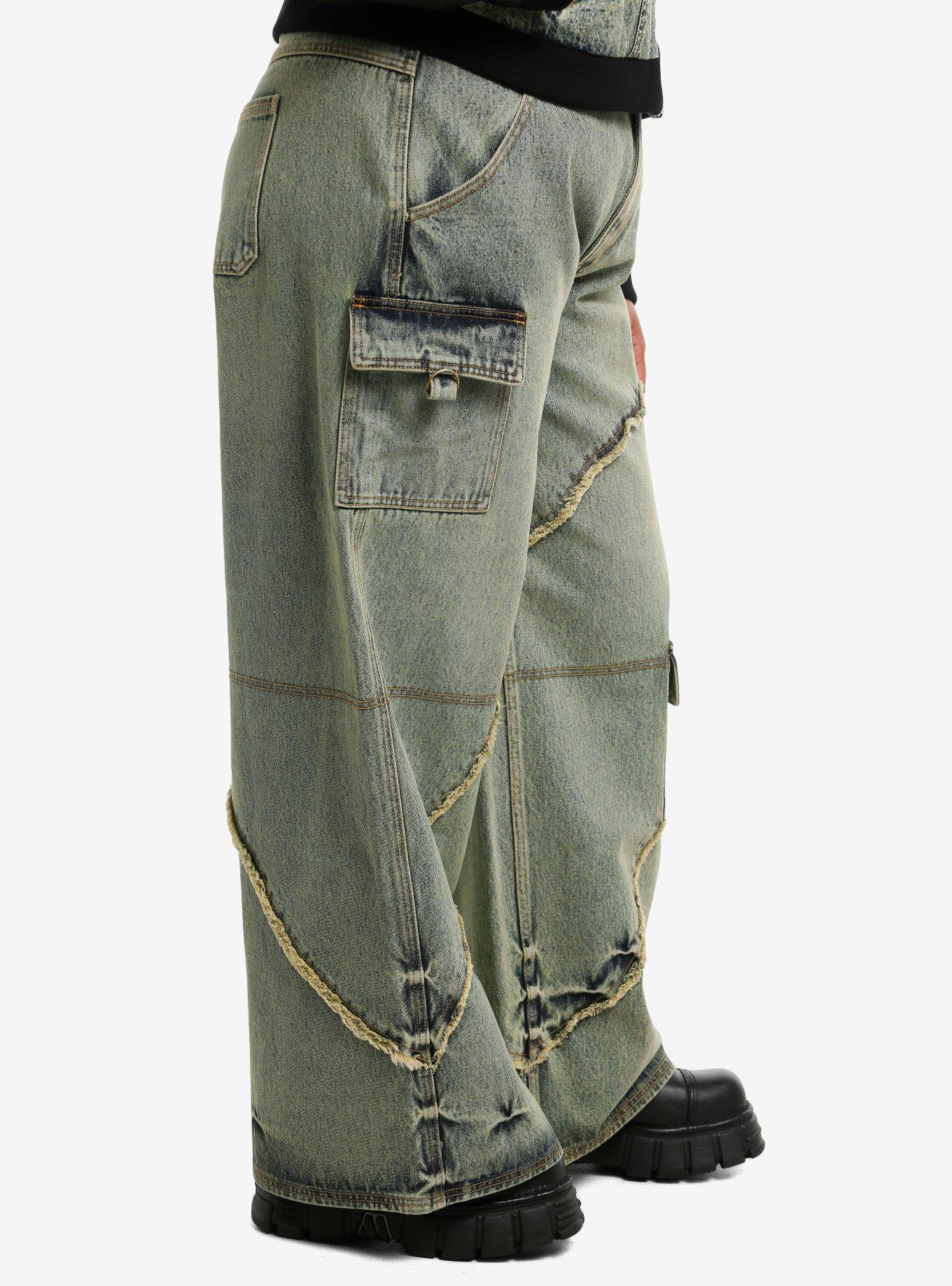 Social Collision Vintage Wash Frayed Seam Girls Wide Leg Jeans, GOLDENBLAST, alternate