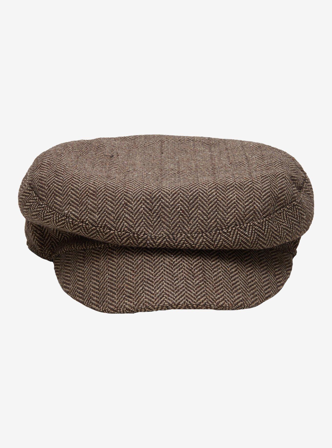 Brown Herringbone Cabbie Hat, , hi-res