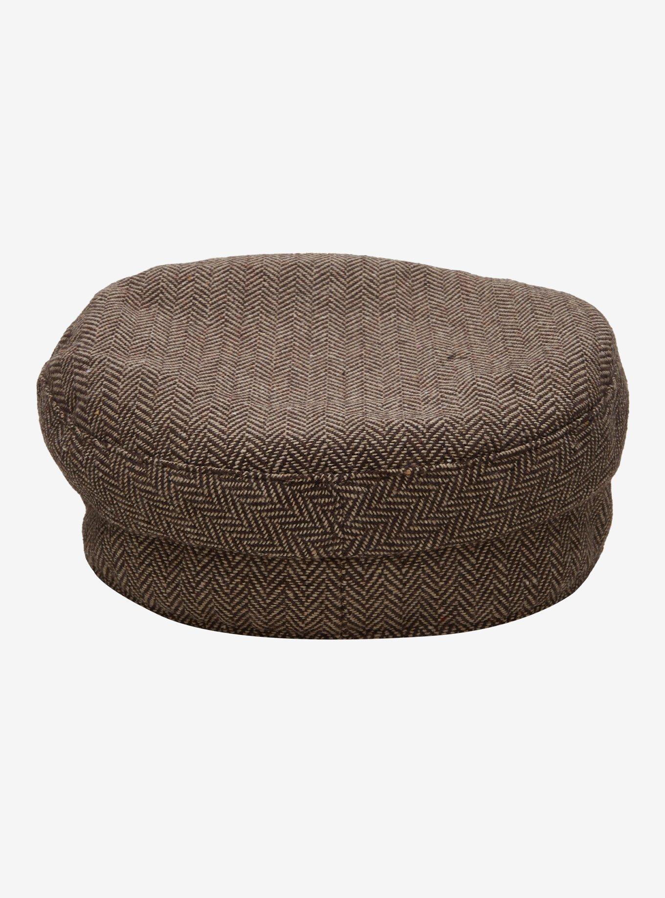 Brown Herringbone Cabbie Hat, , alternate