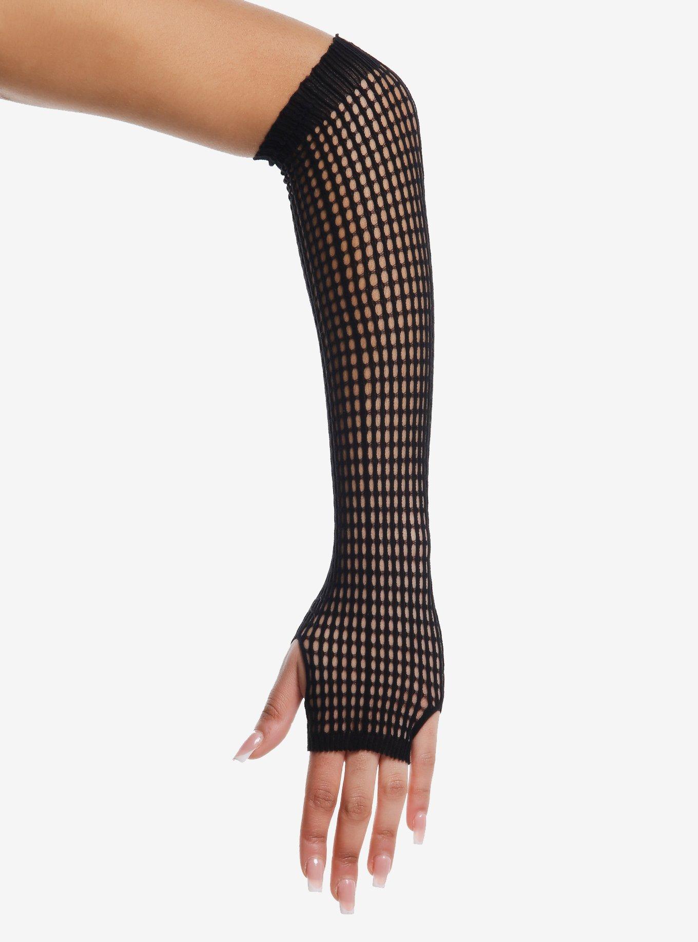 Black Square Fishnet Arm Warmers, , hi-res