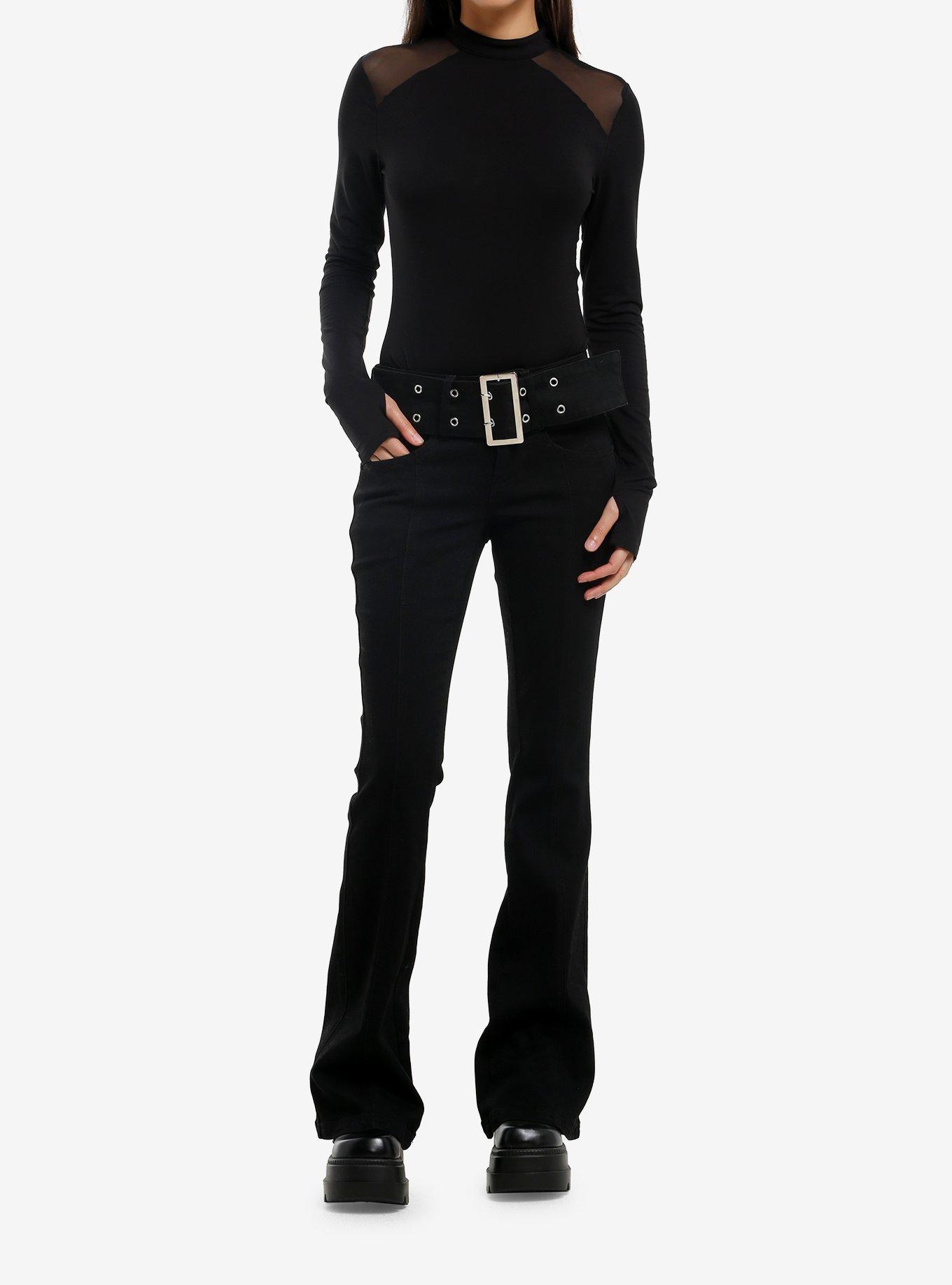 KIHILIST Black Mesh Girls Long-Sleeve Bodysuit, , hi-res