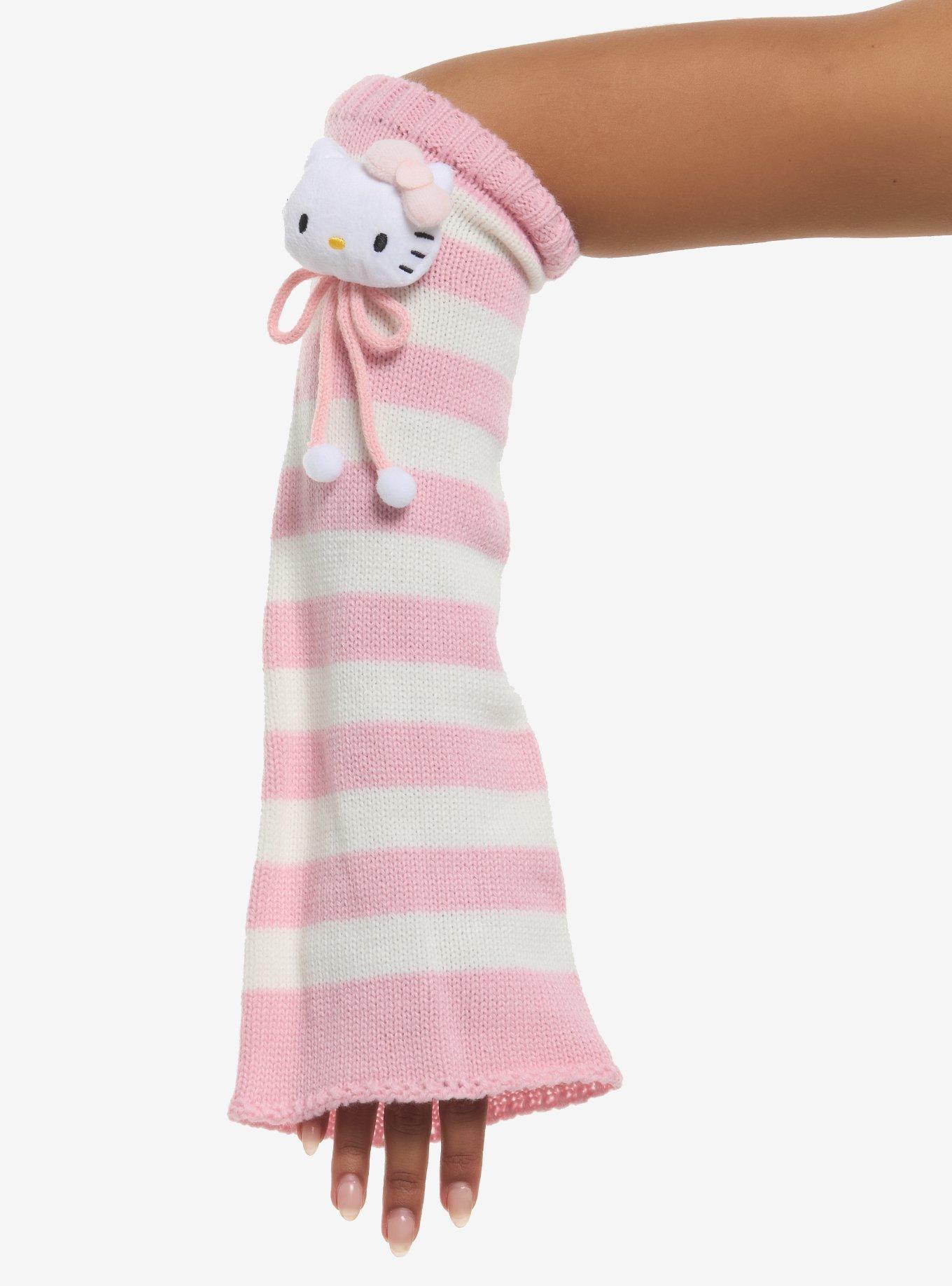 Hello Kitty Striped Plush Flare Arm Warmers, , hi-res