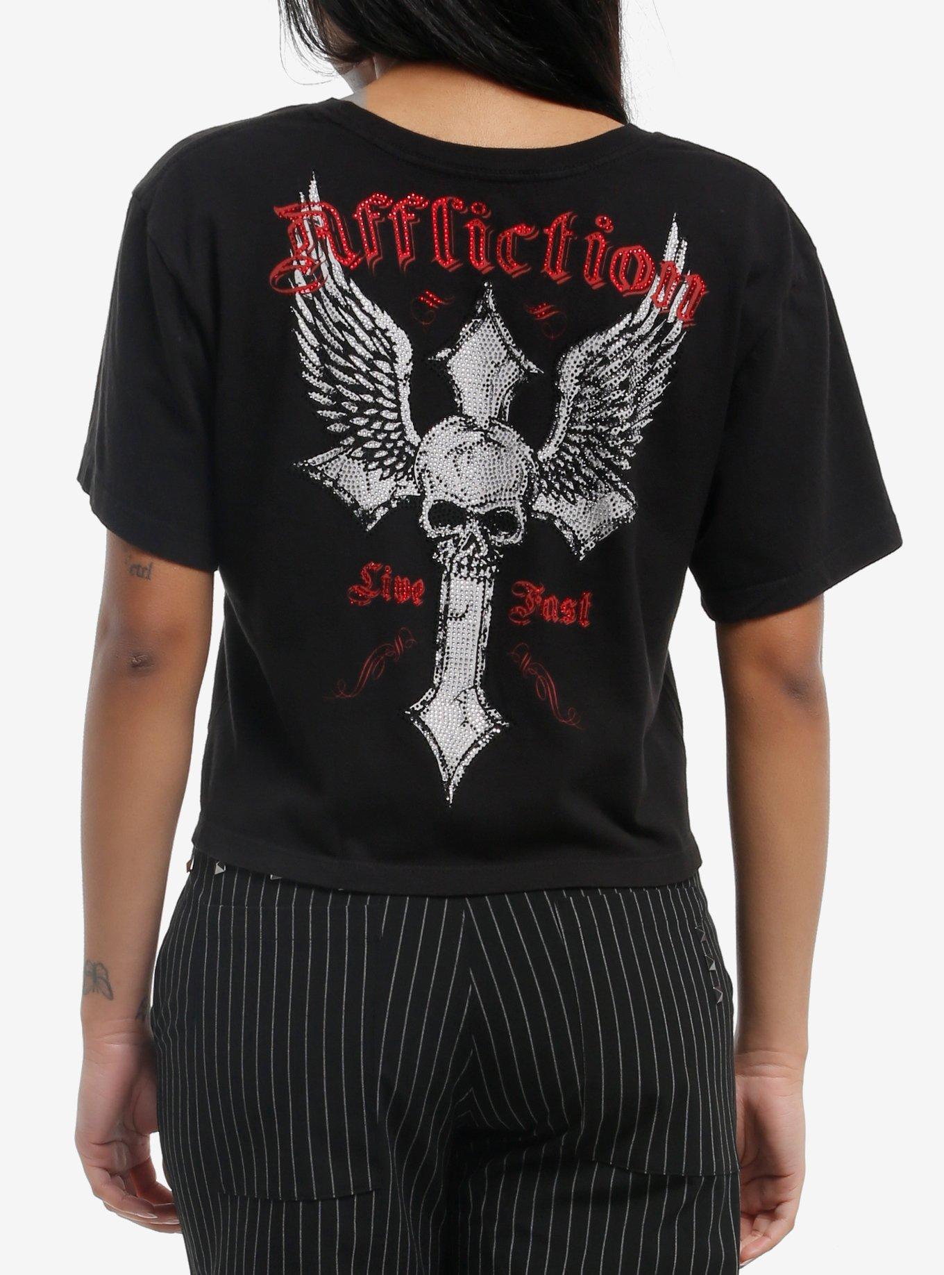 Affliction Live Fast Rhinestone Girls T-Shirt, , hi-res