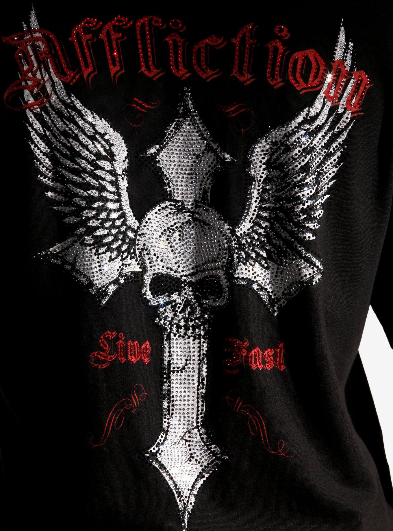 Affliction Live Fast Rhinestone Girls T-Shirt, , alternate