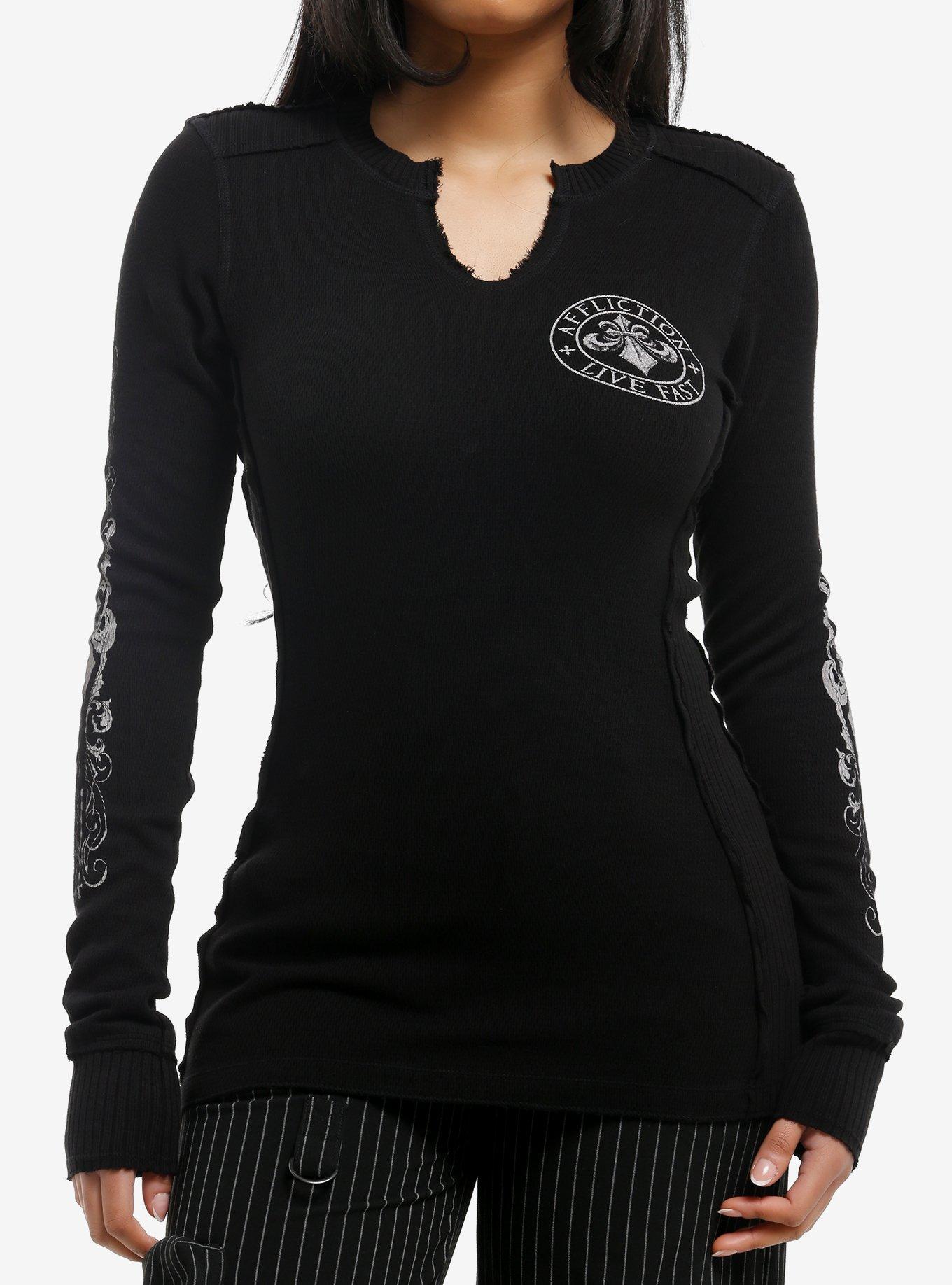 Affliction Winged Cross Girls Thermal Top, , hi-res