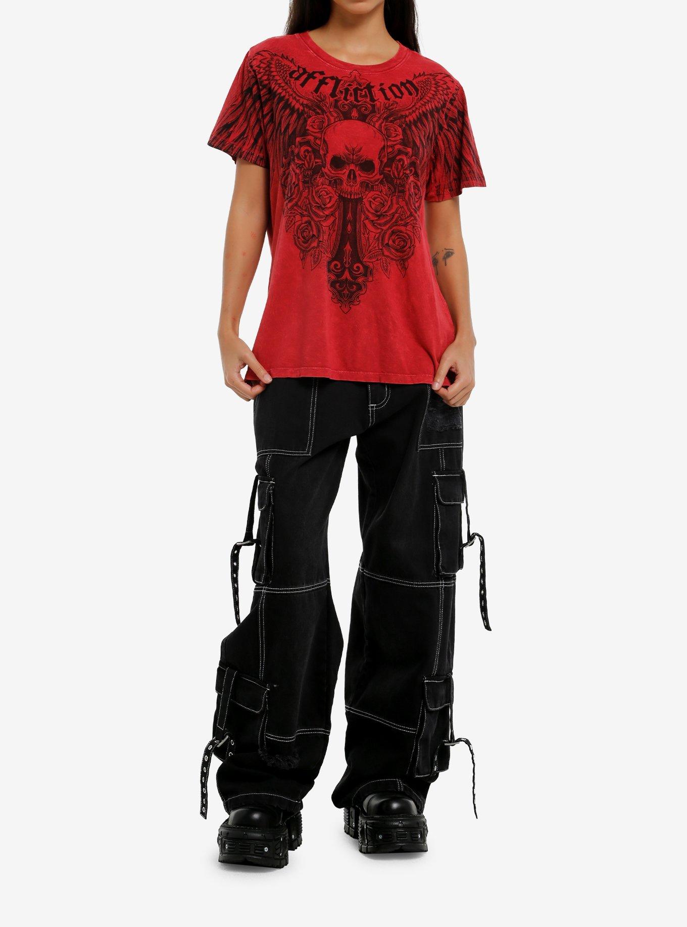 Affliction Red Skull Wings T-Shirt, , hi-res
