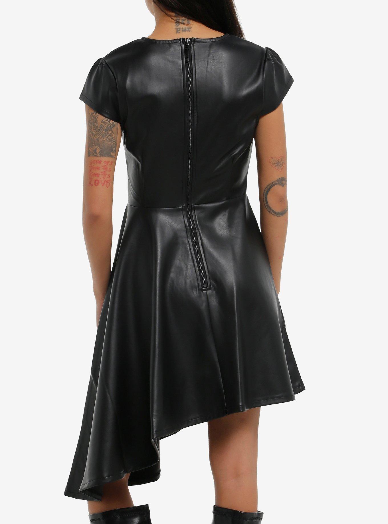KIHILIST Black Asymmetrical Faux Leather Dress, MULTI, alternate