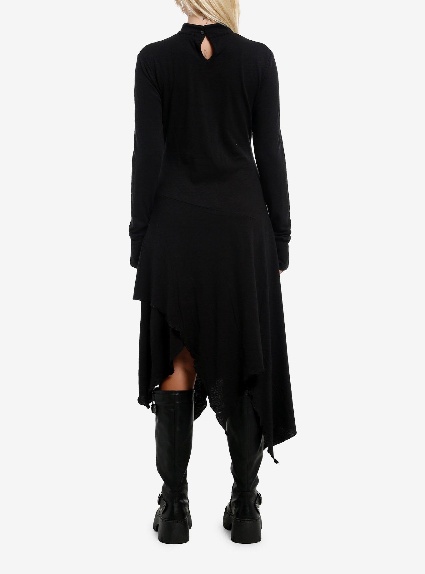 KHILIST Black Hanky Hem Midaxi Long-Sleeve Dress, MULTI, hi-res