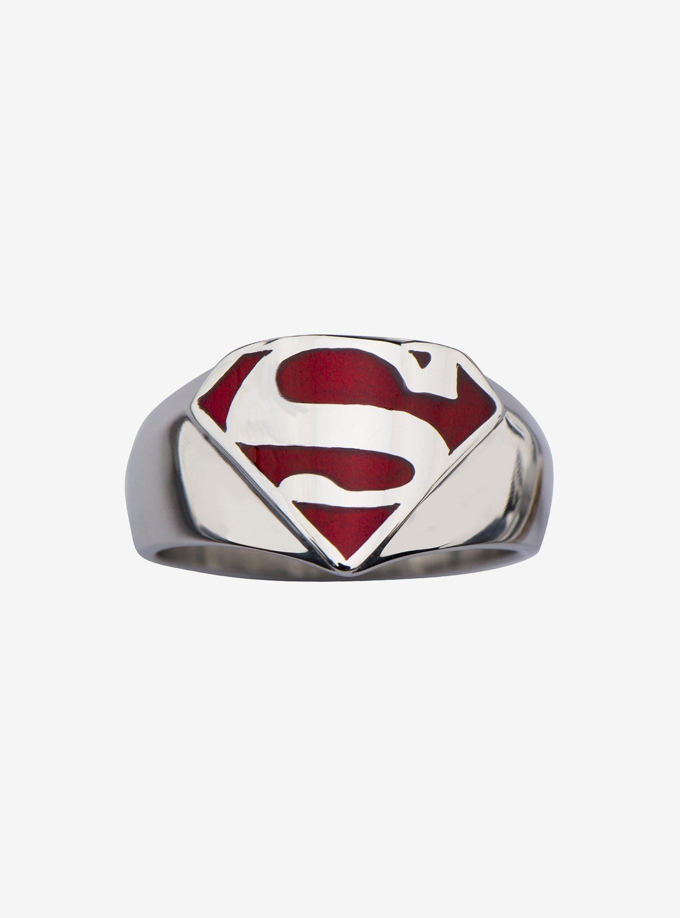 DC Comics Superman "Man of Steel" Red Enamel Signet Ring, , hi-res