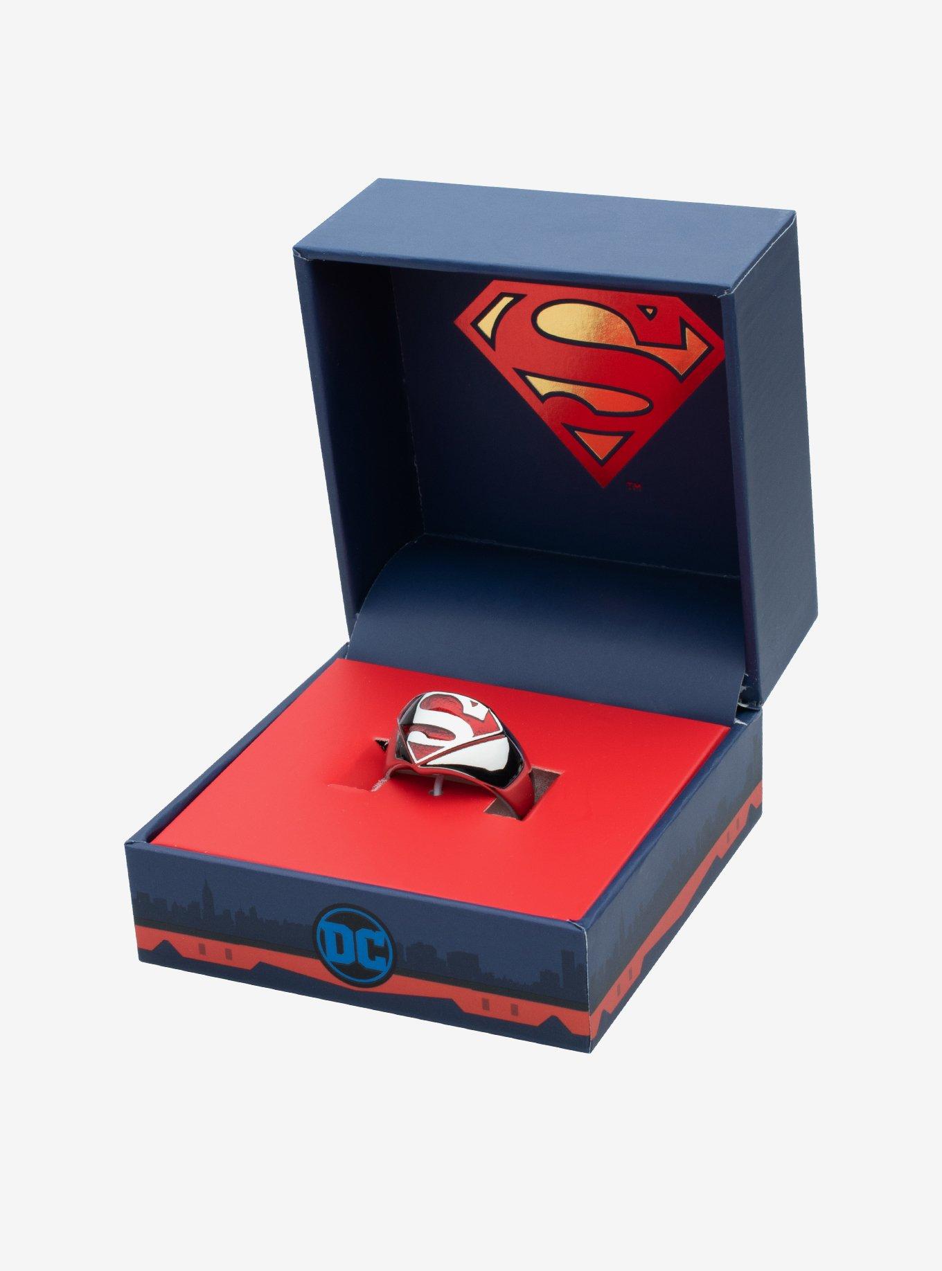 DC Comics Superman "Man of Steel" Red Enamel Signet Ring, RED, alternate