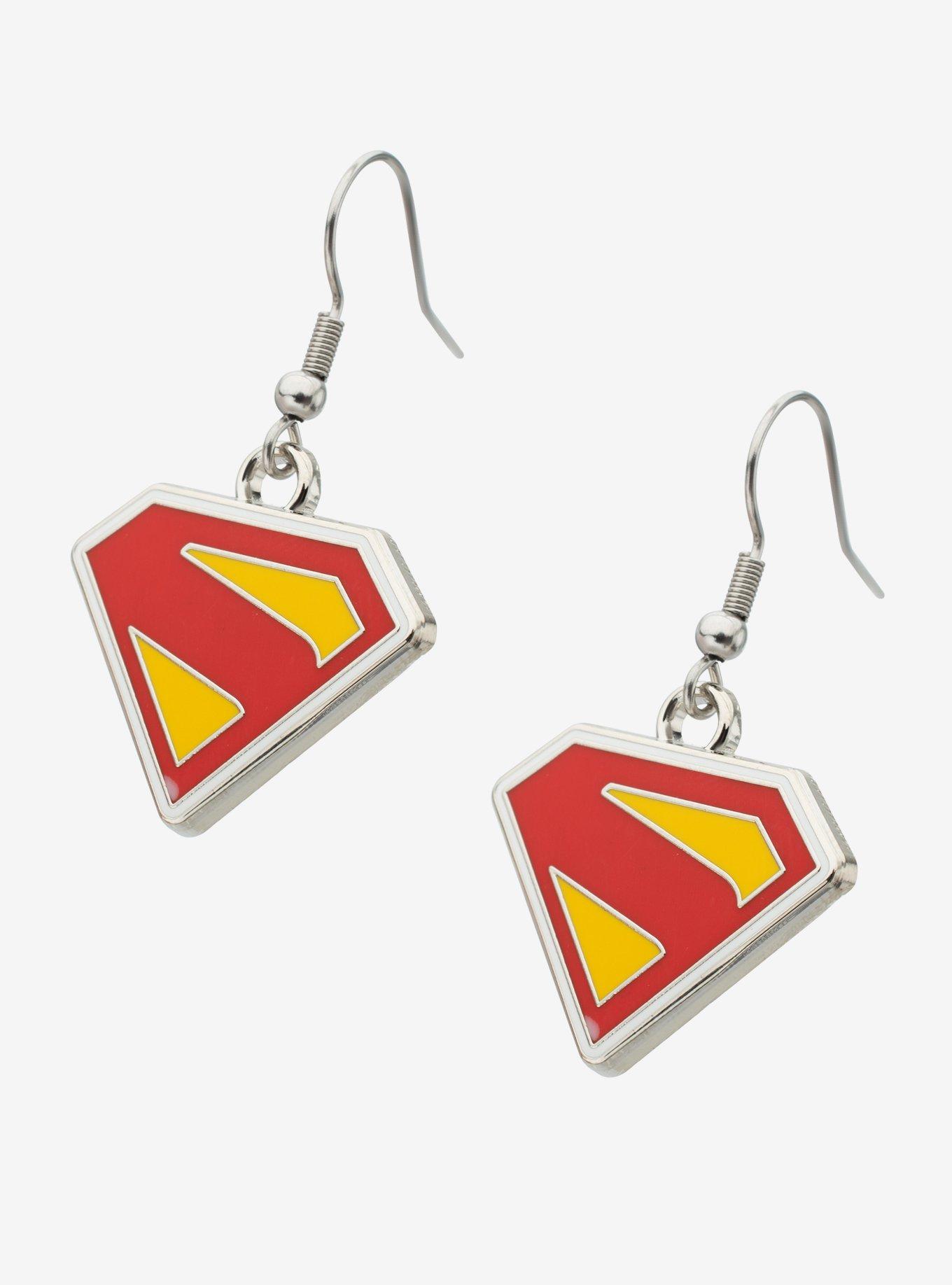 DC Comics Superman Shield Dangle Earrings, , alternate
