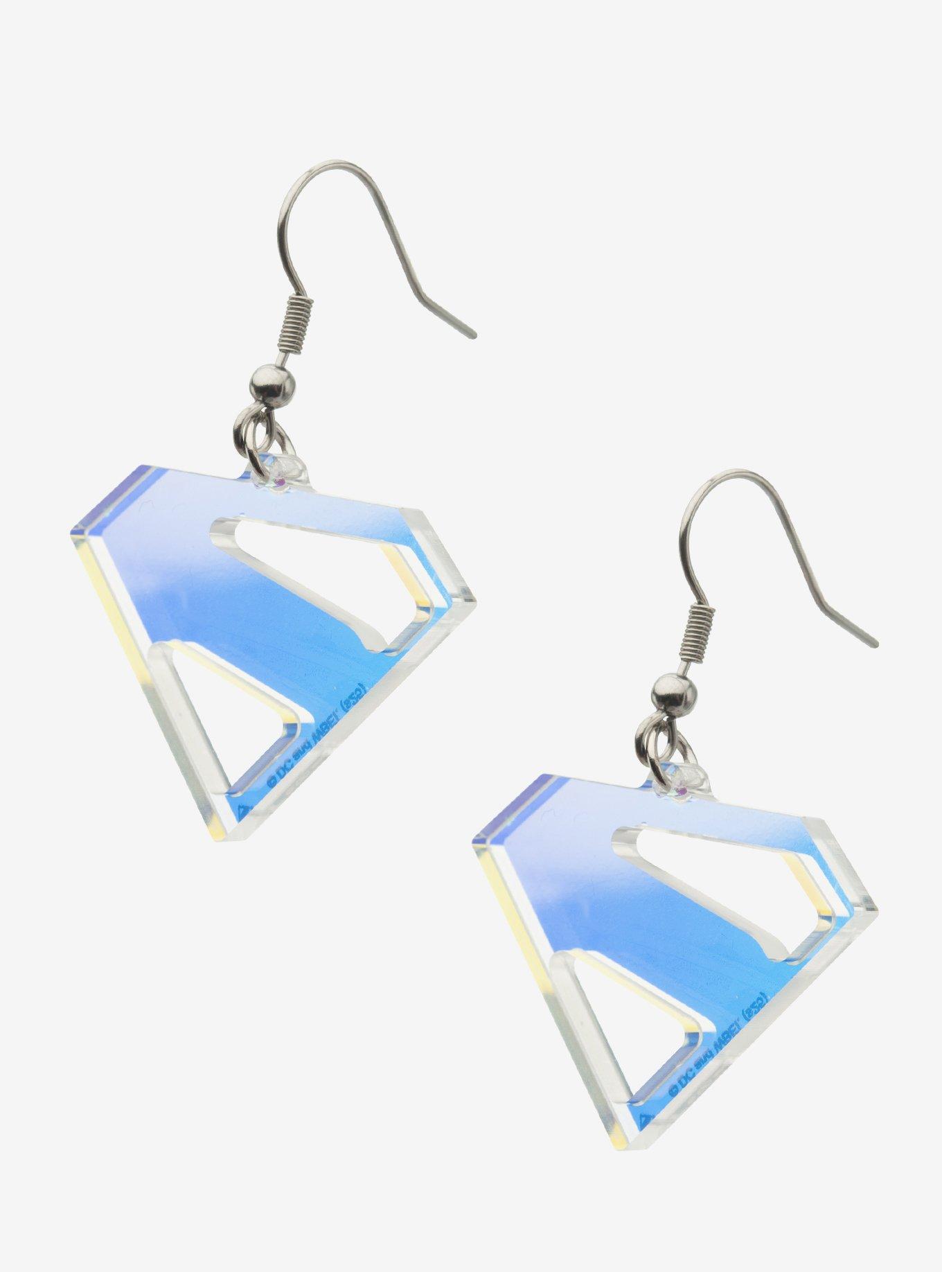DC Comics Superman Iridescent Transparent Earrings, , alternate