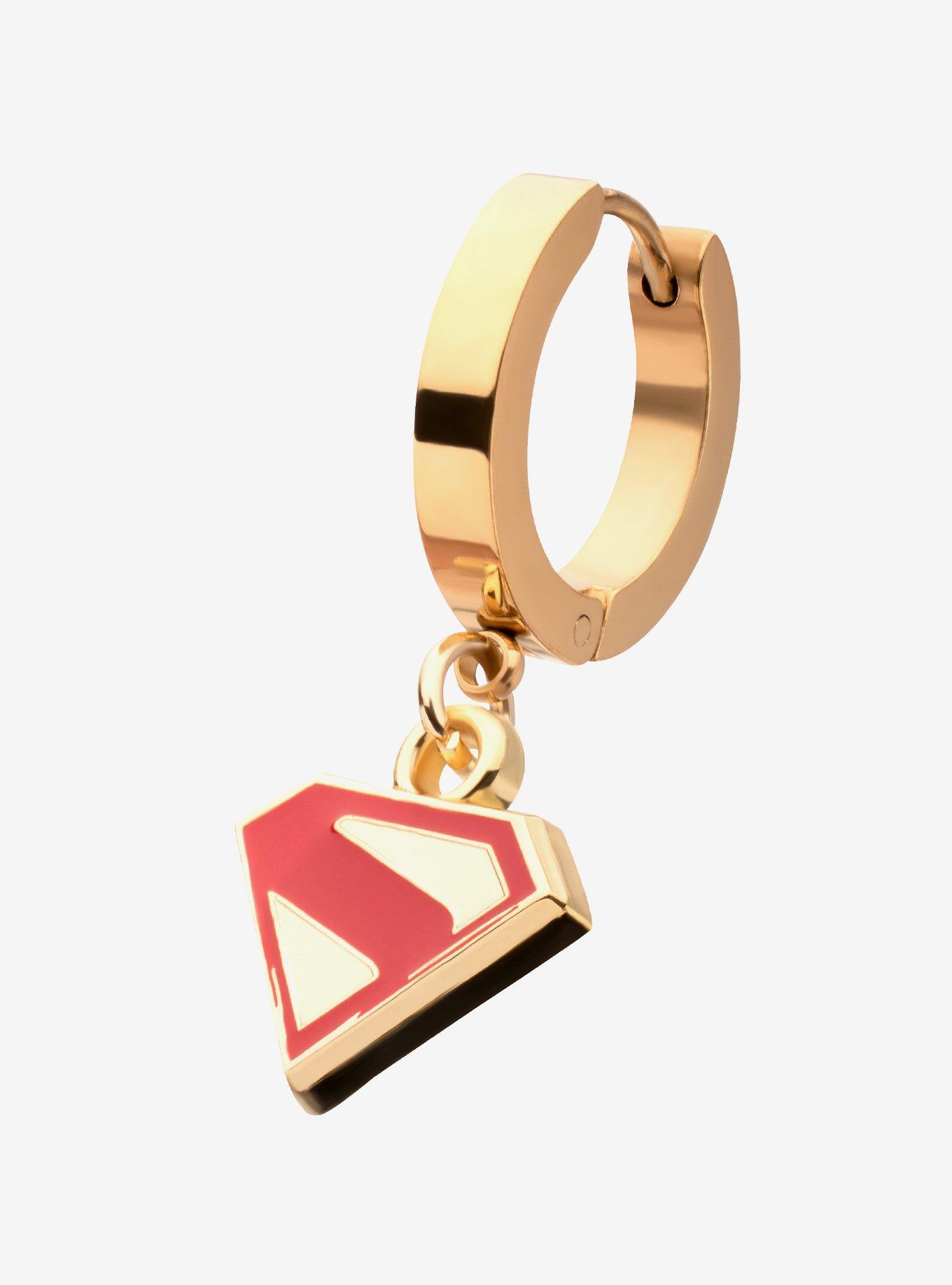 DC Comics Superman Logo Shield Huggie Earring, , alternate