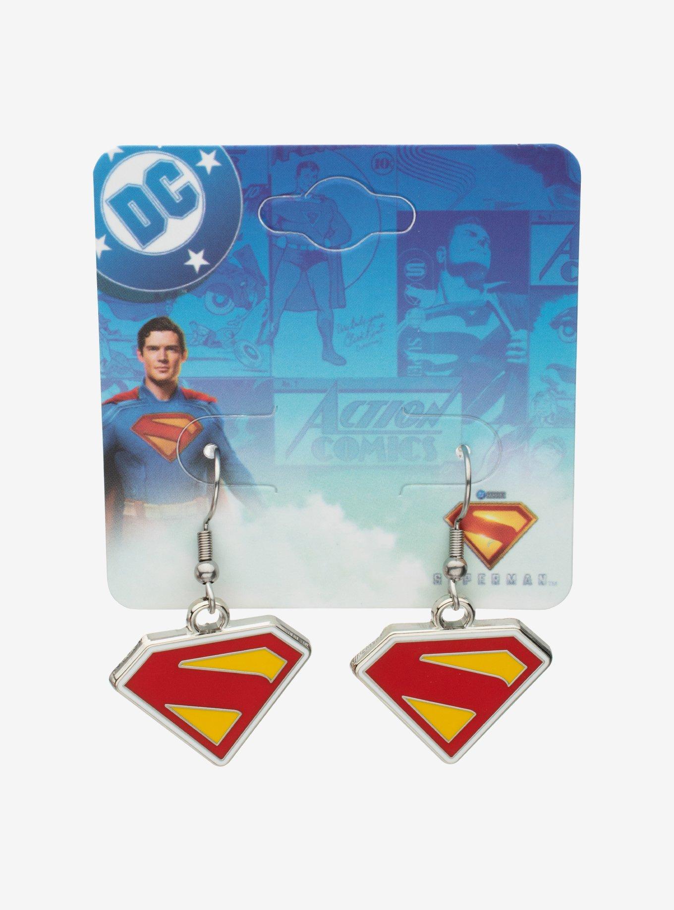 DC Comics Superman Shield Dangle Earrings, , alternate