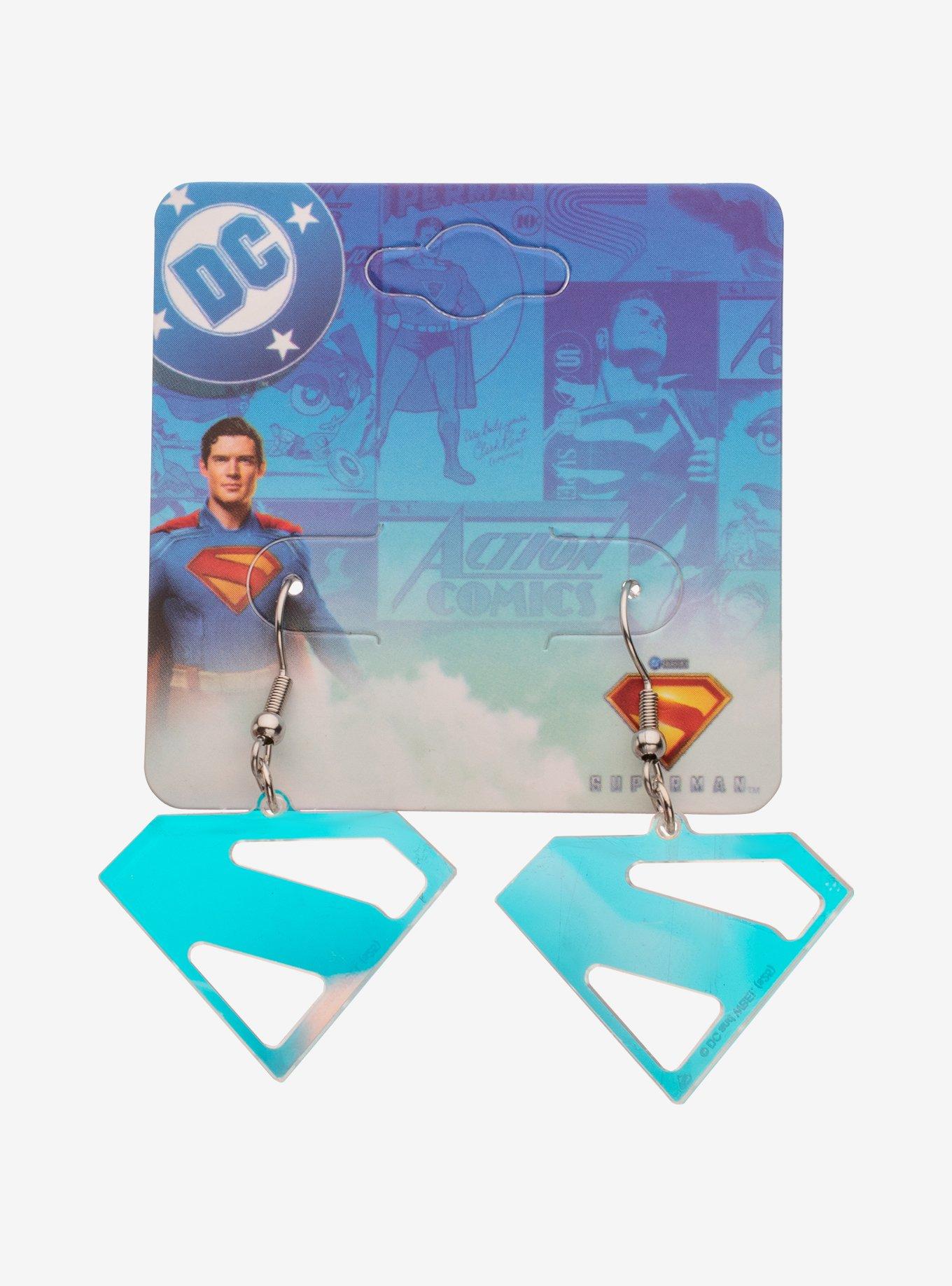 DC Comics Superman Iridescent Transparent Earrings, , alternate