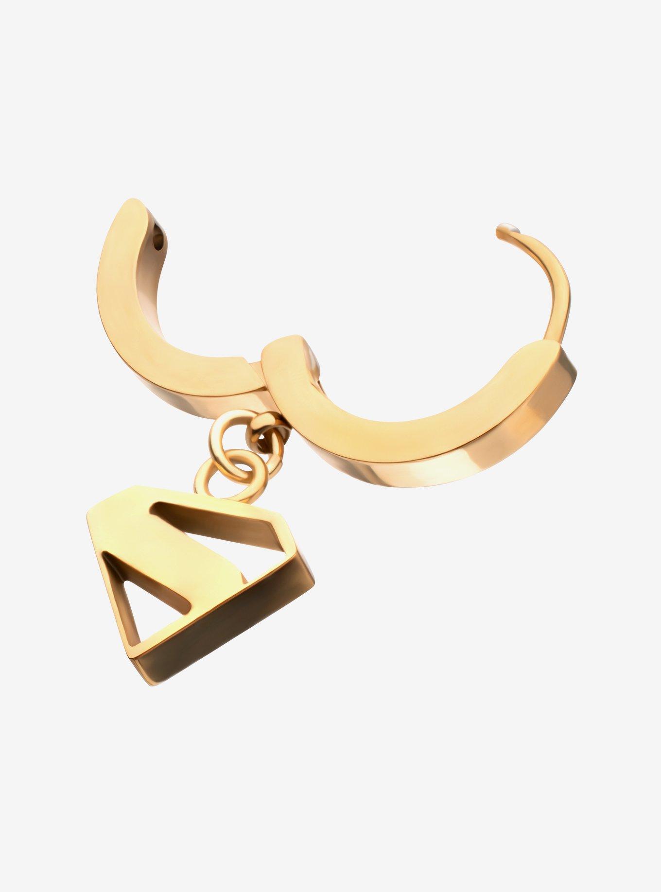 DC Comics Superman Logo Cut Out Huggie Earring, , alternate