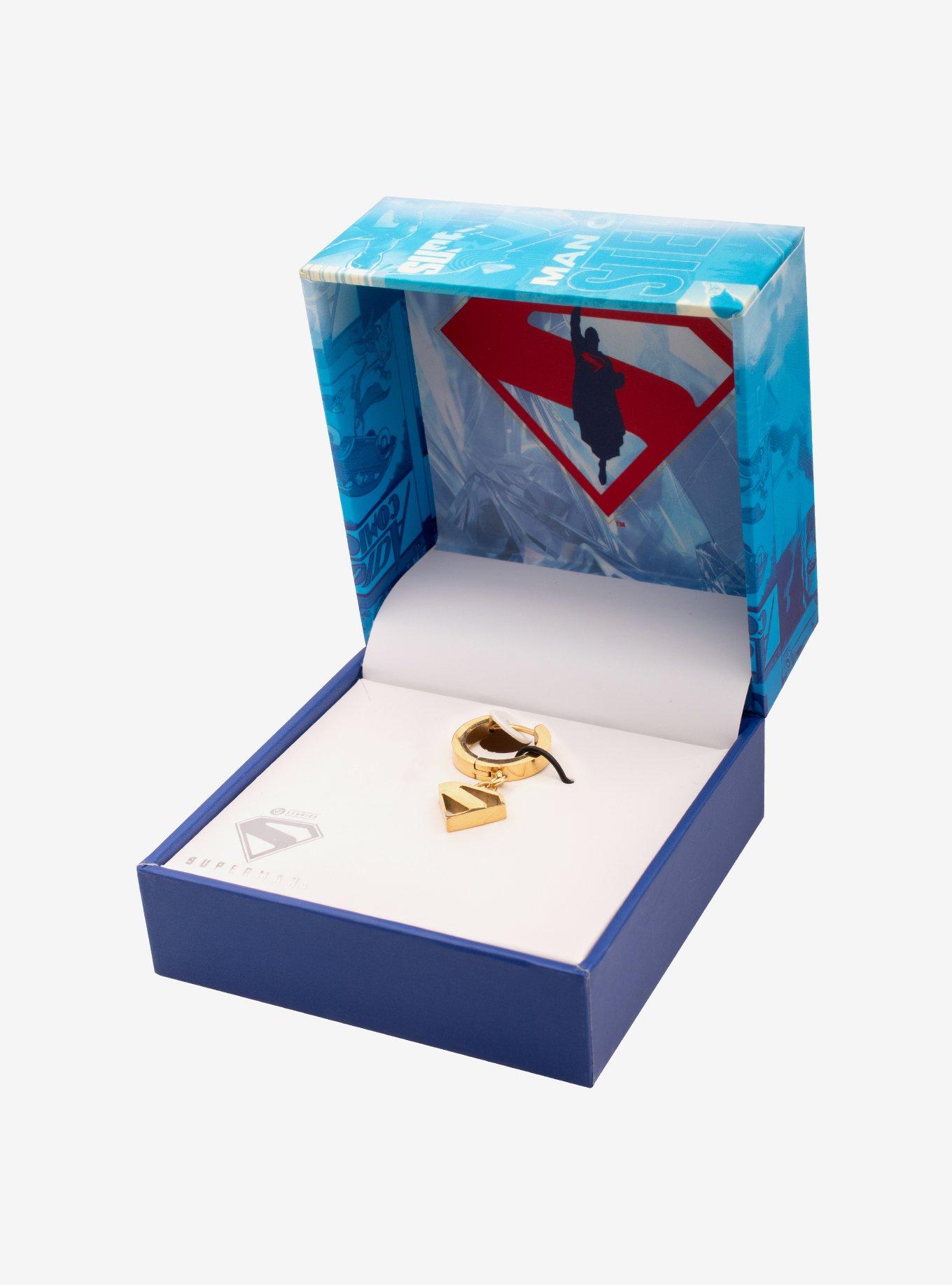 DC Comics Superman Logo Cut Out Huggie Earring, , alternate