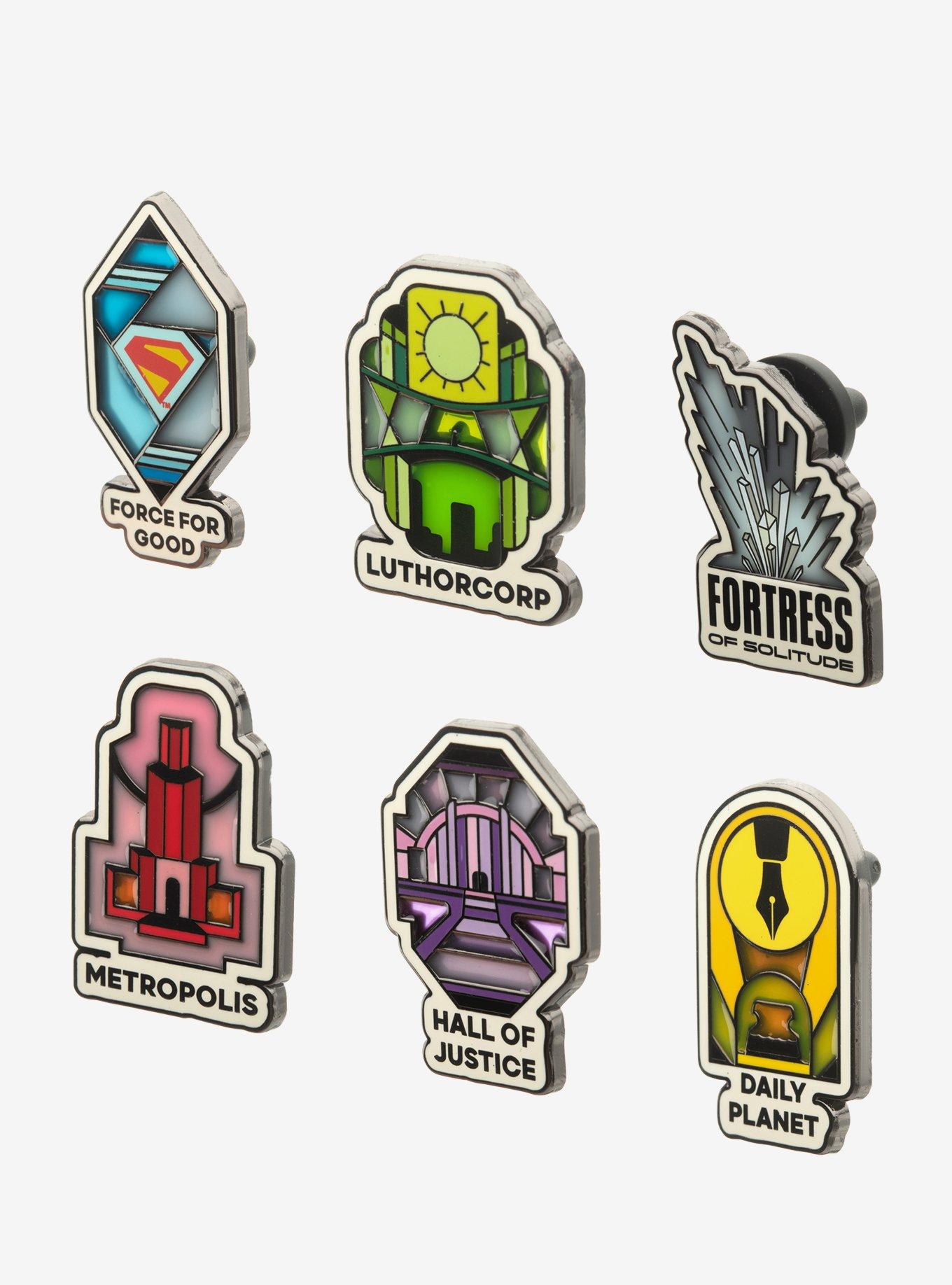 DC Comics Superman Movie Stained Glass Pin Set, , hi-res