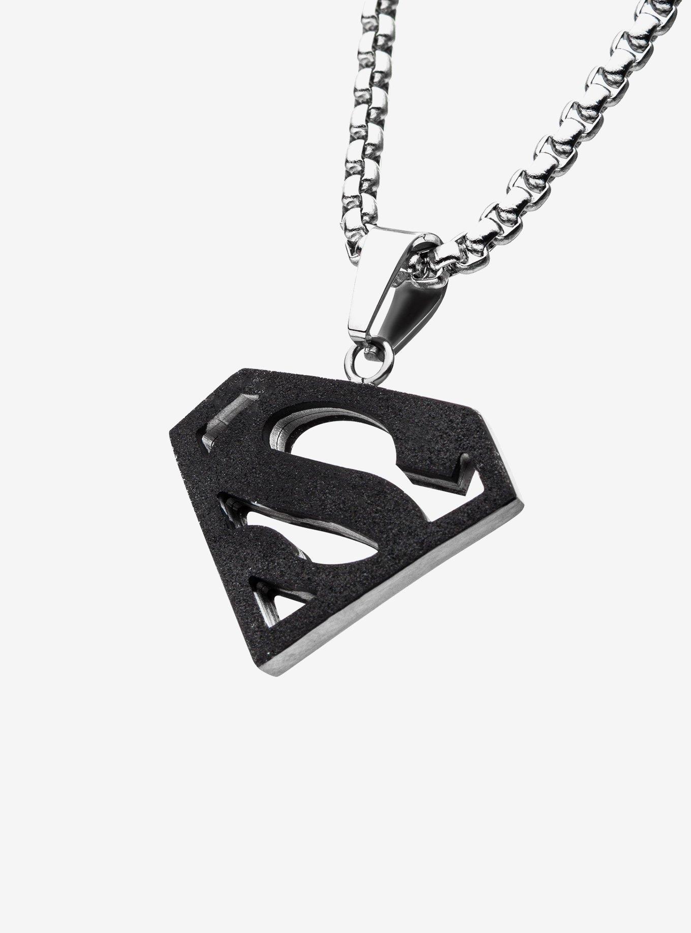DC Comics Superman Black IP Stainless Steel Pendant Necklace, , hi-res