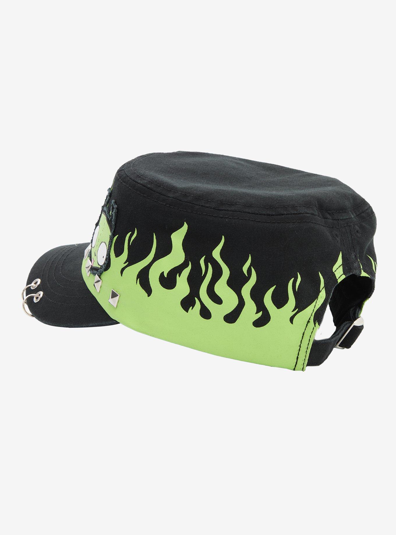 Invader Zim GIR Flames Pyramid Stud Cadet Hat, , hi-res