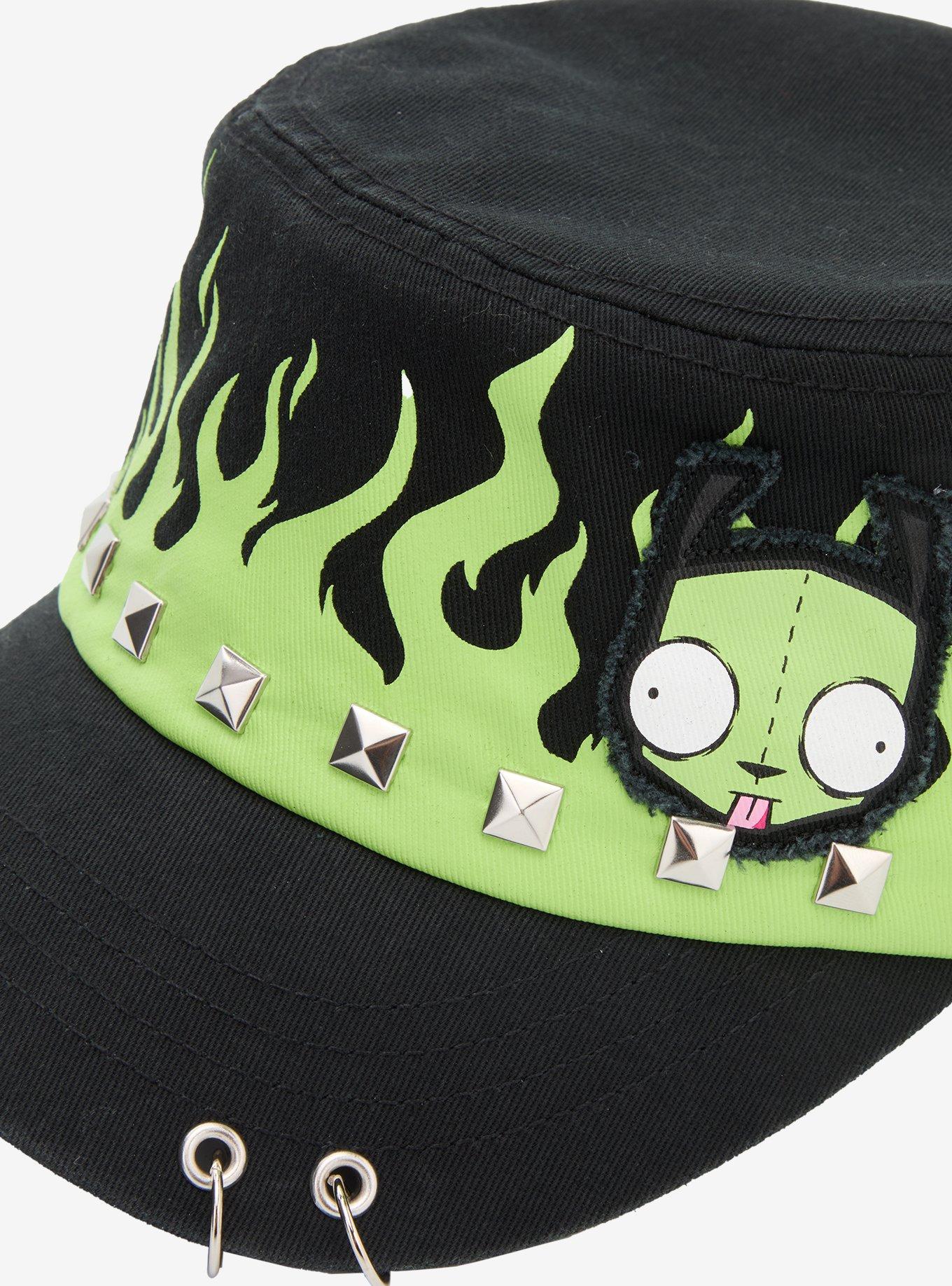 Invader Zim GIR Flames Pyramid Stud Cadet Hat, , alternate