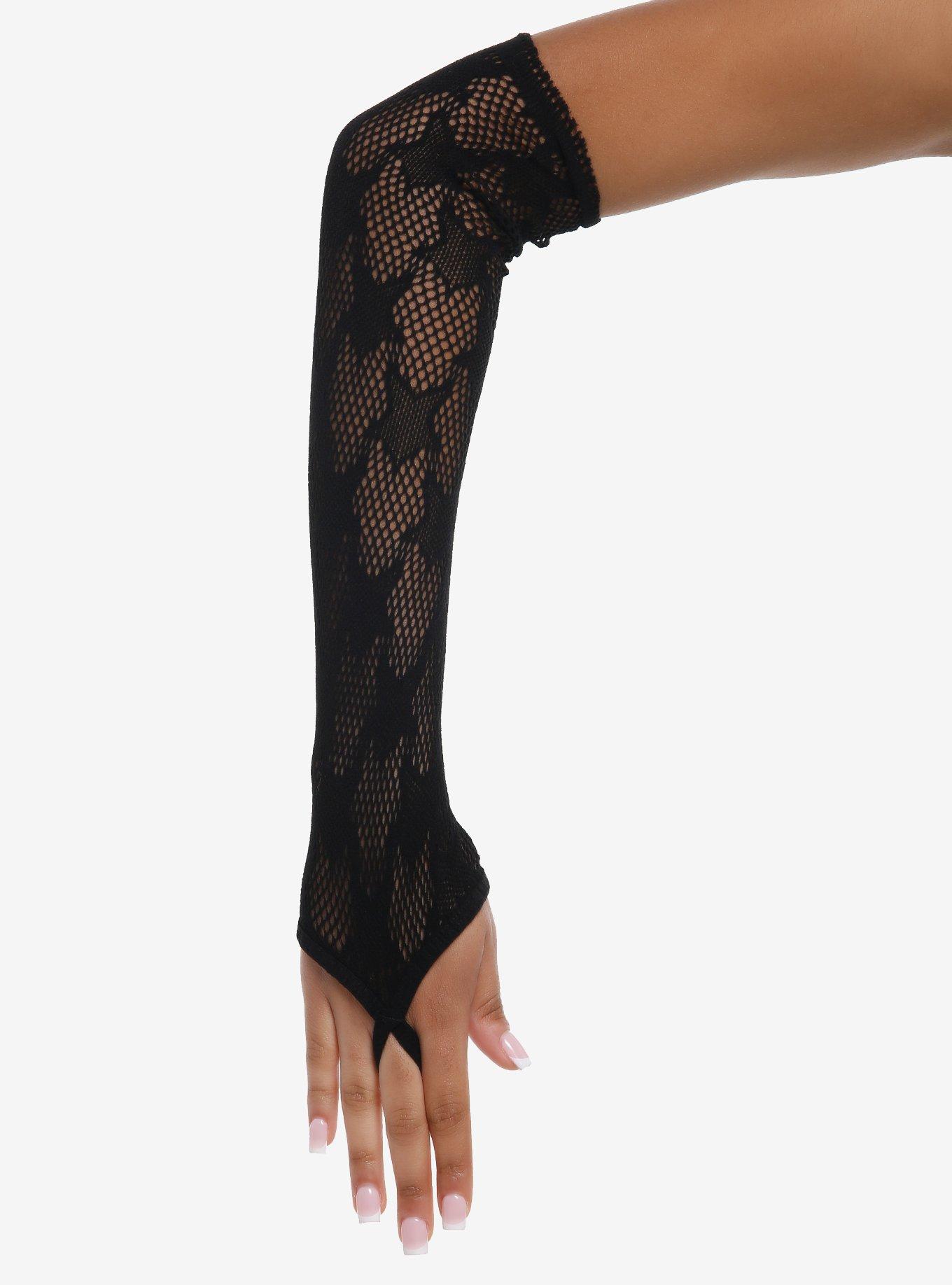 Black Star Fishnet Arm Warmers, , hi-res